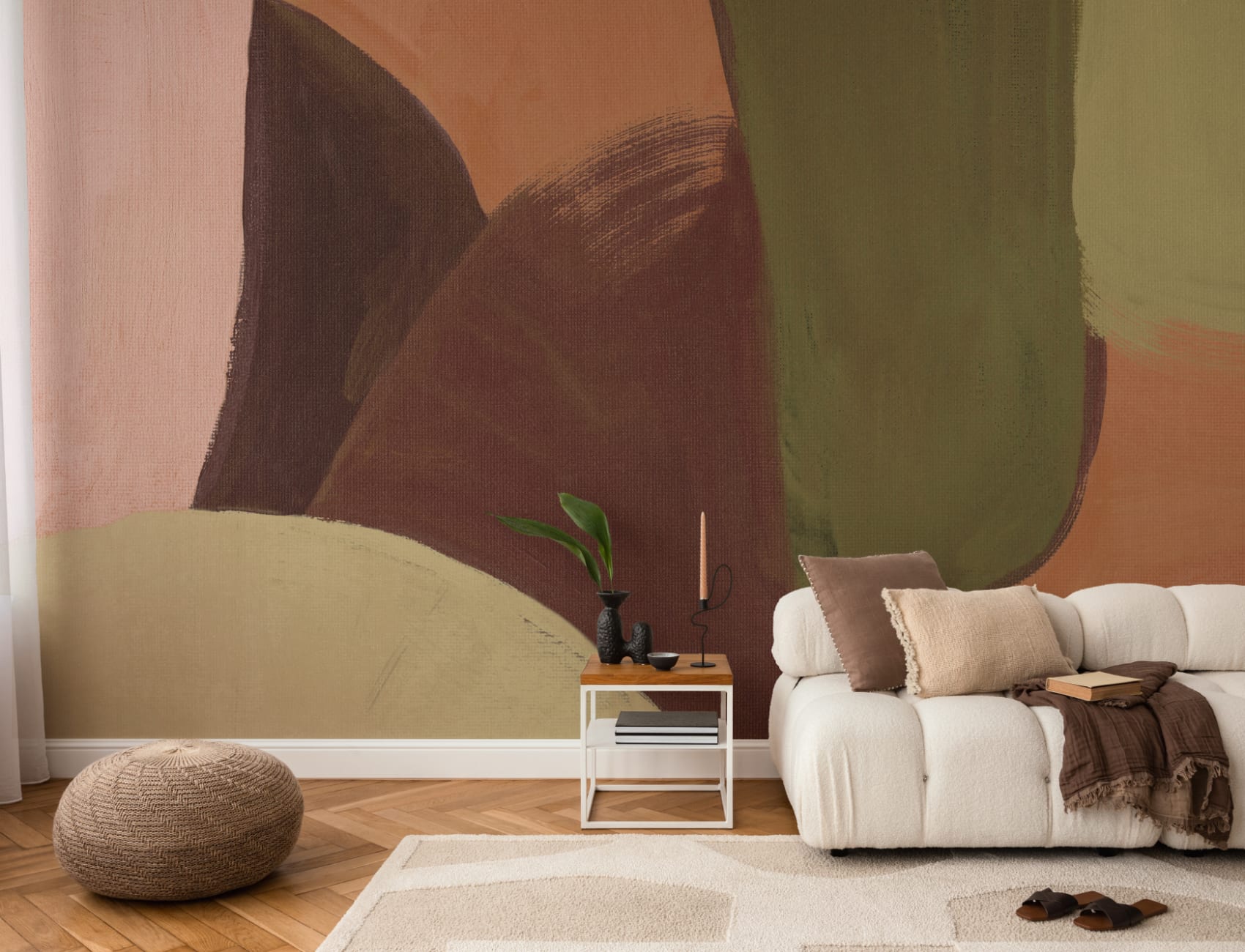 Painted Bold Abstract Mural in Rich Earthy Tones