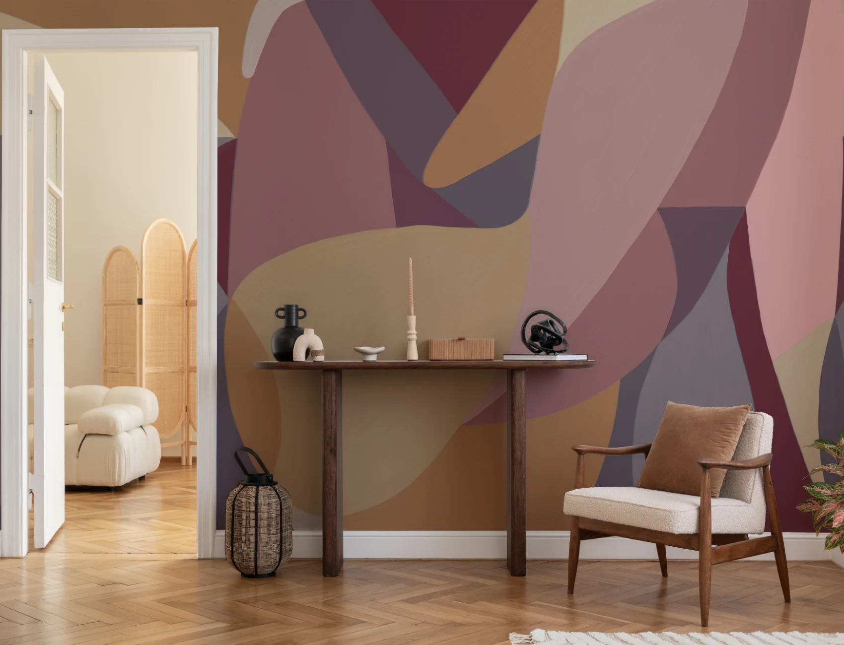 Formă feminină Forme abstracte Murale în violet și ocru