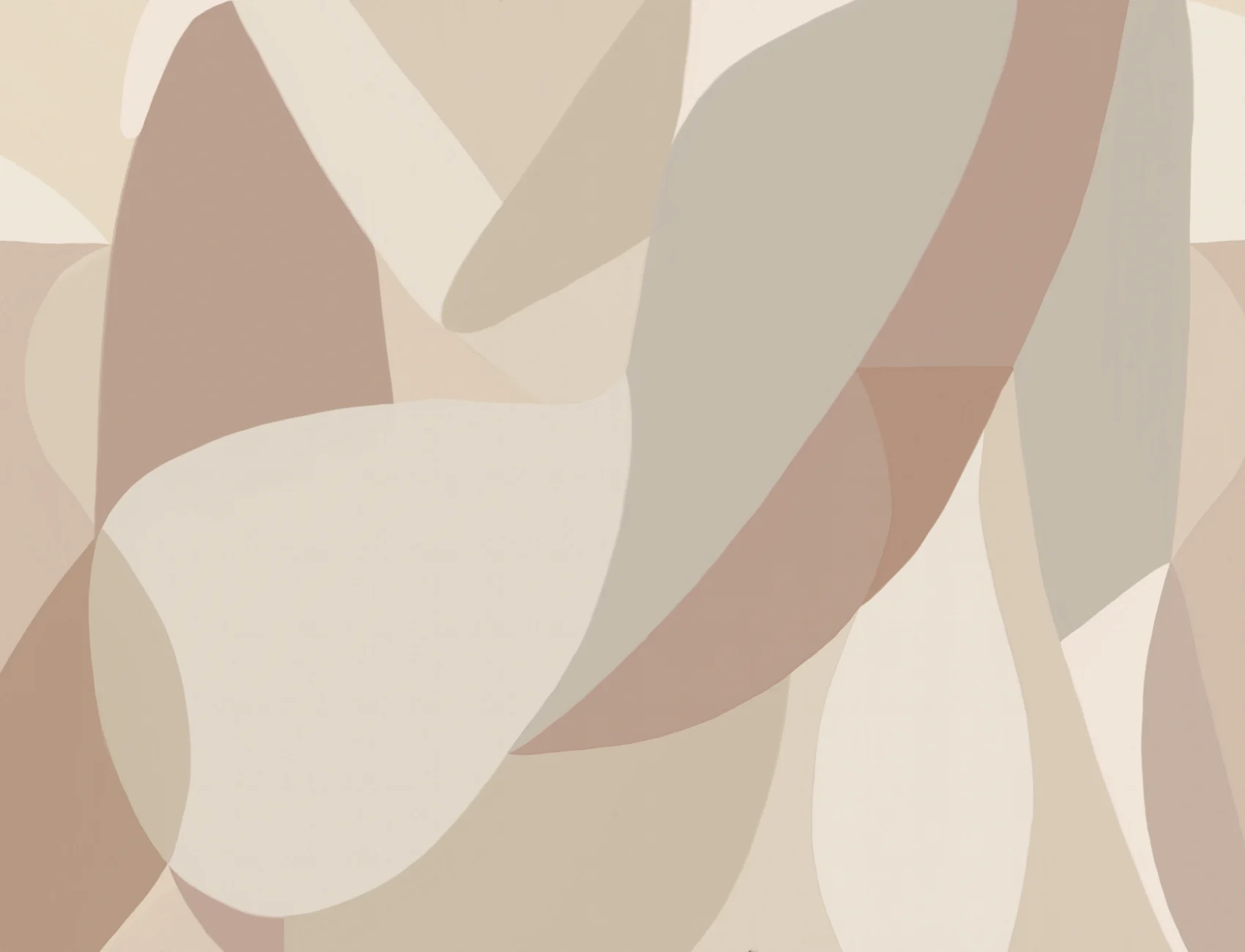Female Form Abstract Shapes Mural in Neutral