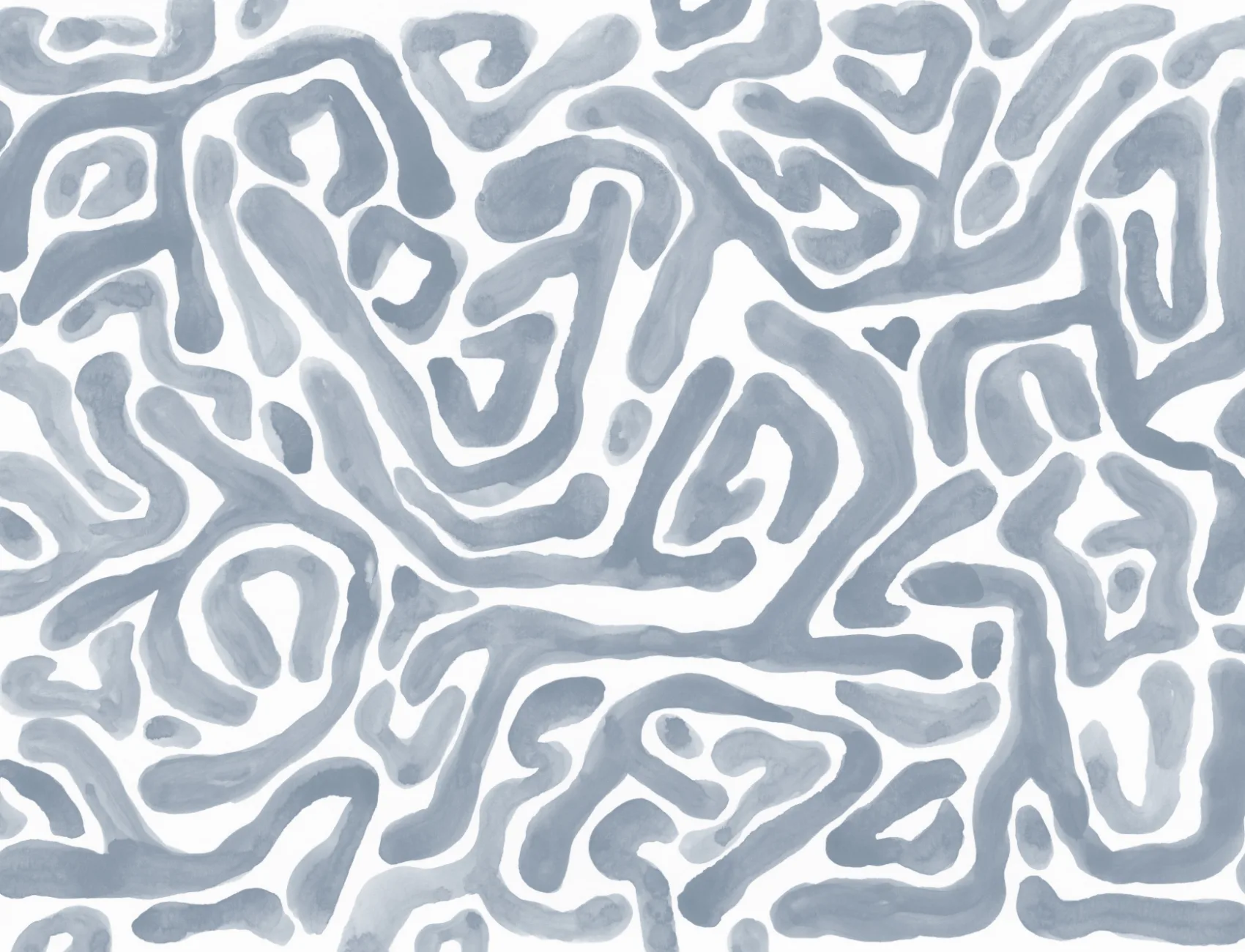 Hand-Painted Organic Flow Pattern Mural in Blue