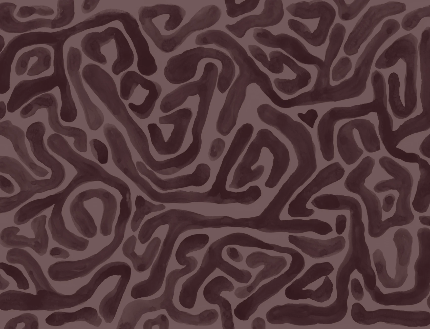 Hand-Painted Organic Flow Pattern Mural in Aubergine