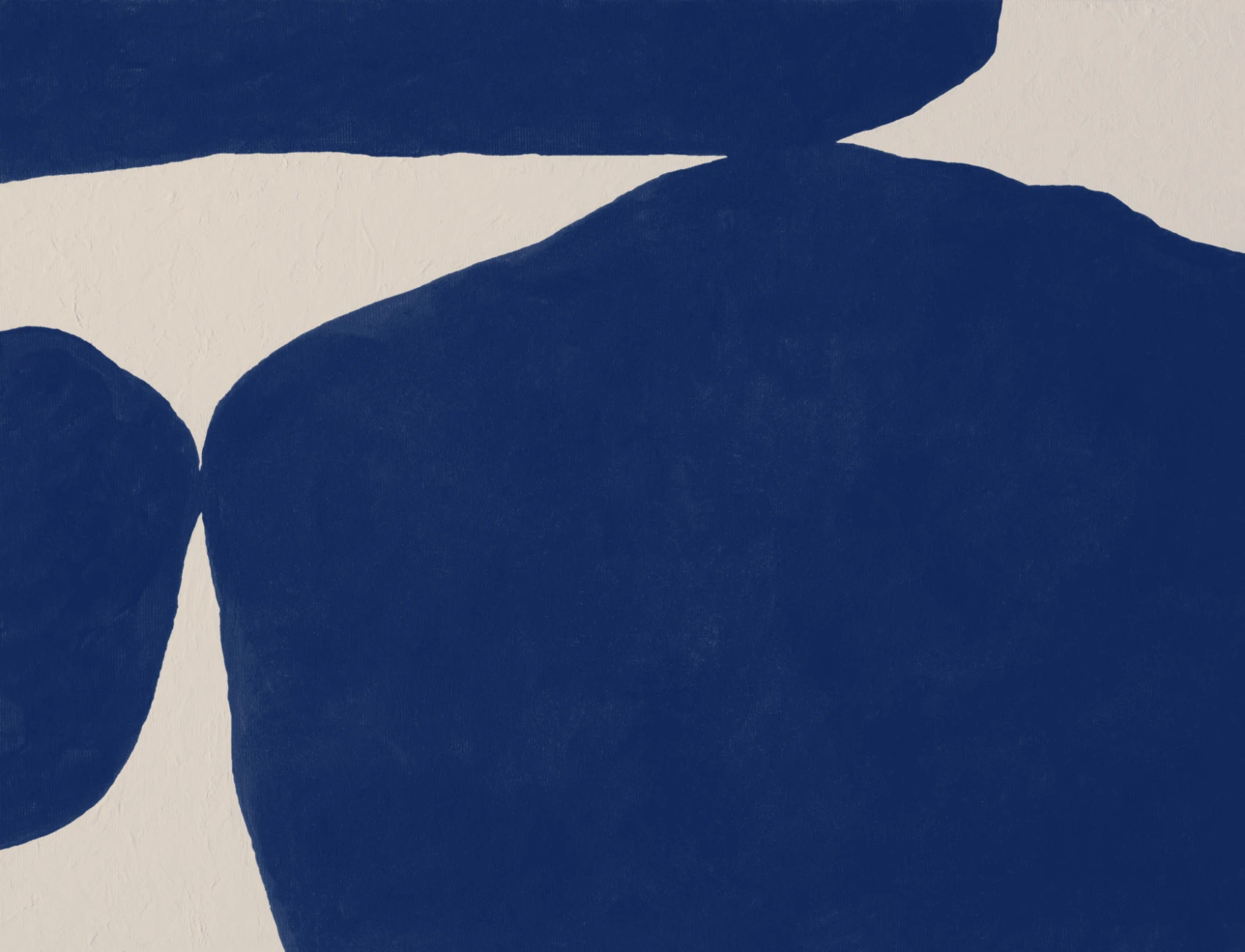 Gedurfde Minimal Abstracte Vormen Muurschildering in Blauw met Gipsstructuur Effect