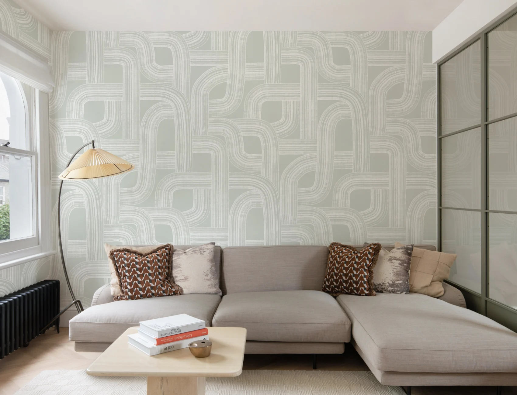 Green Minimalist Lines Wall Mural