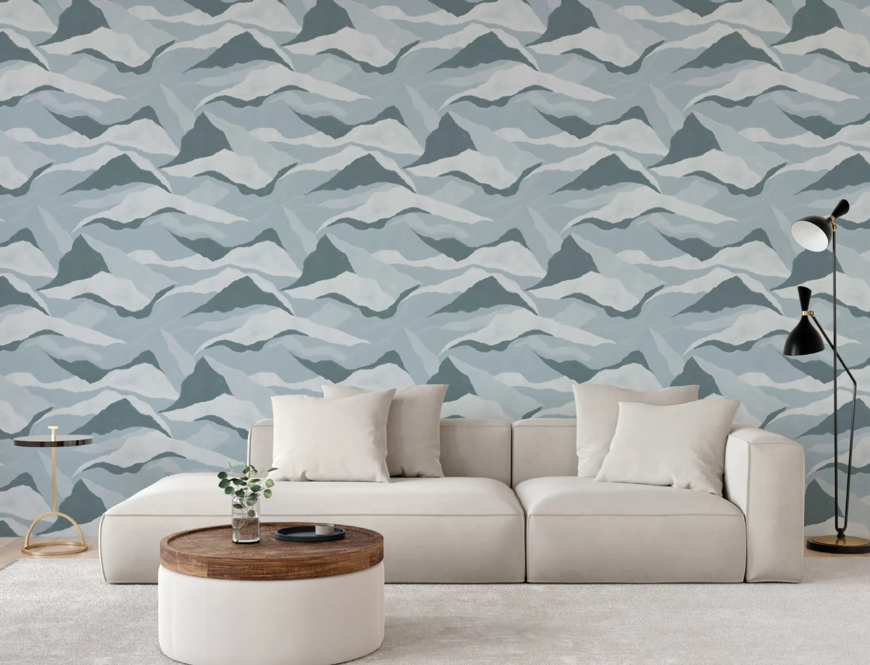 Blauw abstract gletsjer behang