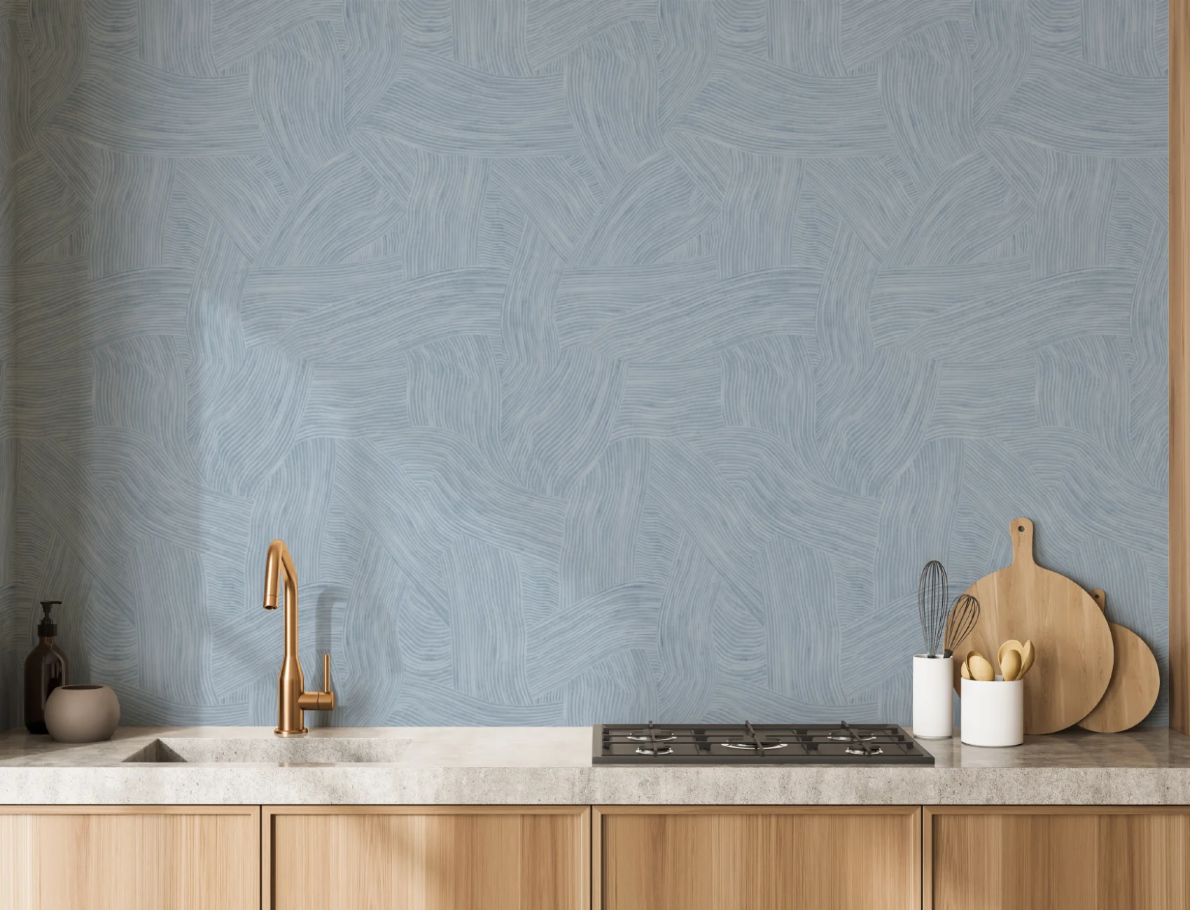 Papel de parede do Blue Layered Curved Shapes