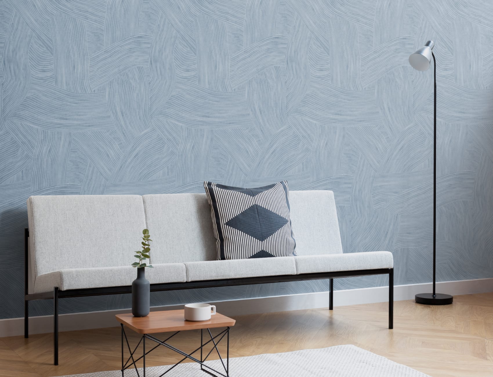 Papel de parede do Blue Layered Curved Shapes