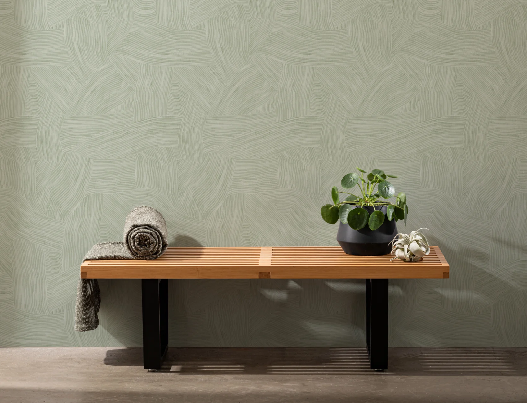Papel de parede de Formas curvas em camadas verdes