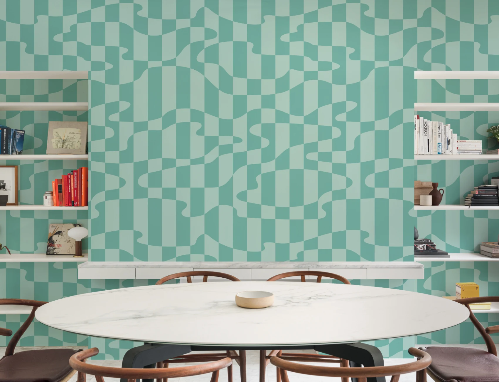 Elizabeth Olwen Stripescape Blue Mural