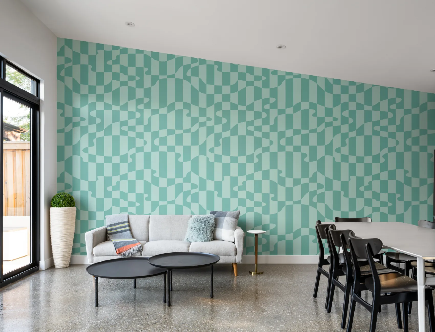 Elizabeth Olwen Stripescape Blue Mural