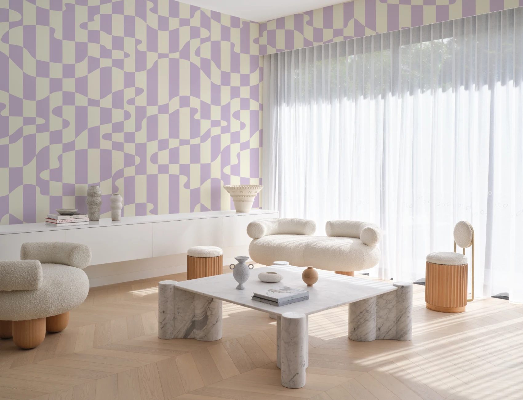 Elizabeth Olwen Stripescape Purple Mural