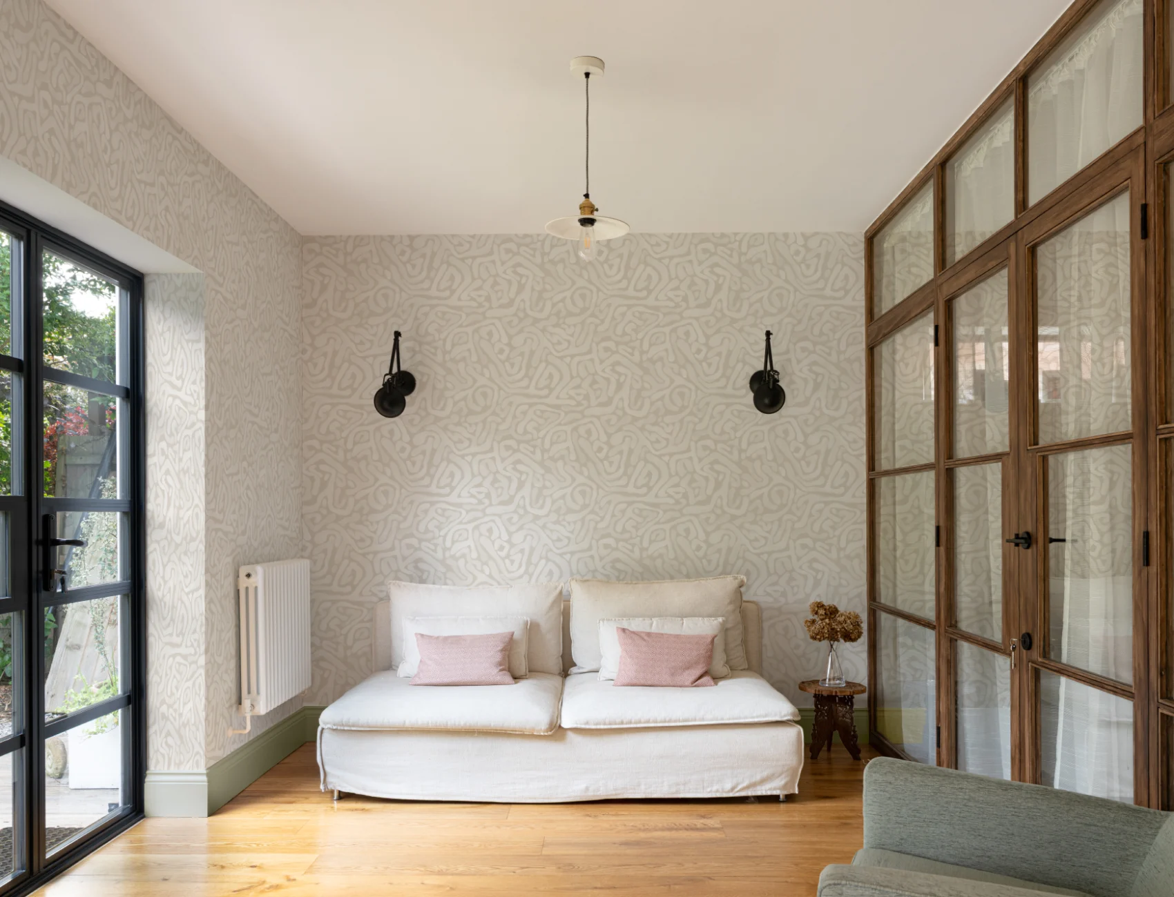 Hand-Painted Organic Maze Wallpaper in Beige