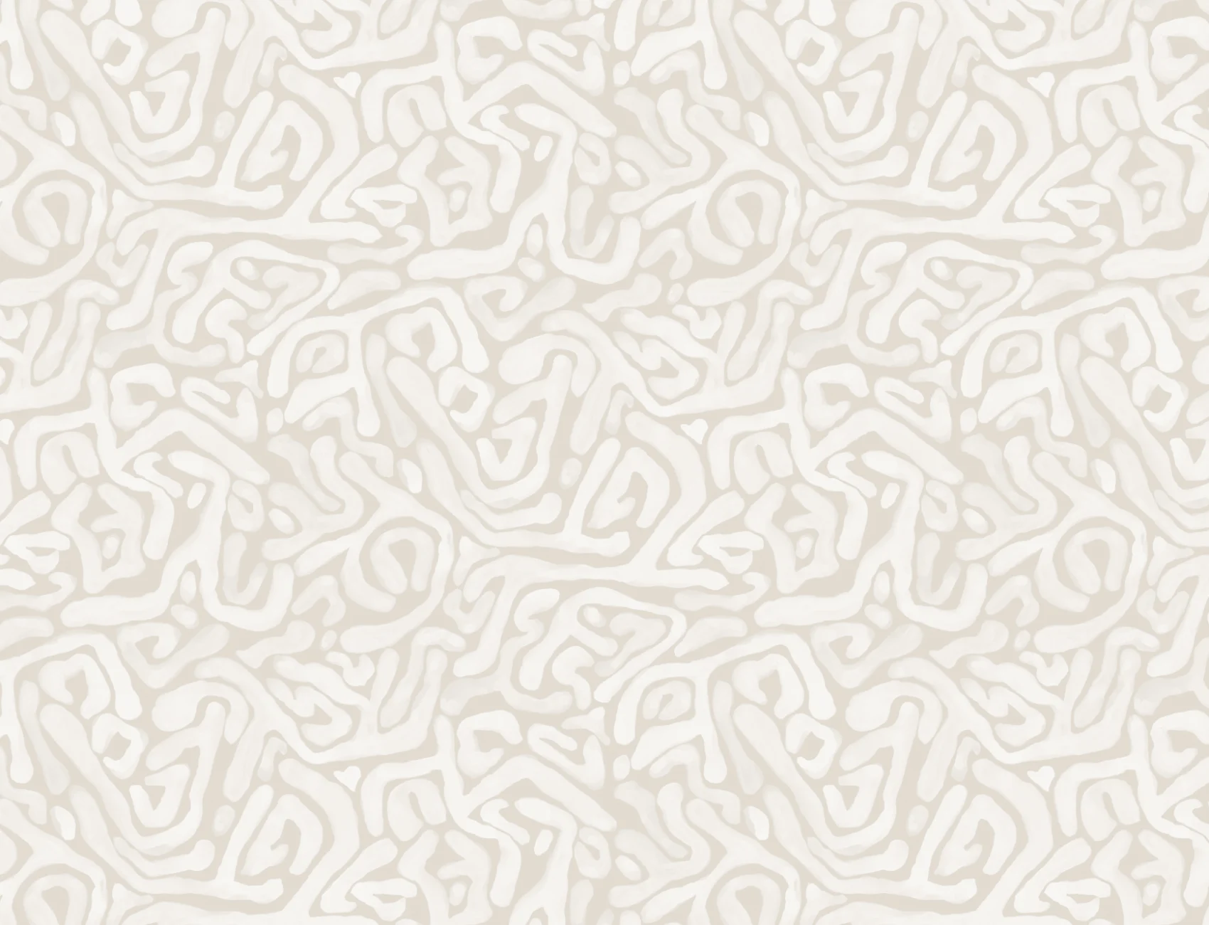 Hand-Painted Organic Maze Wallpaper in Beige