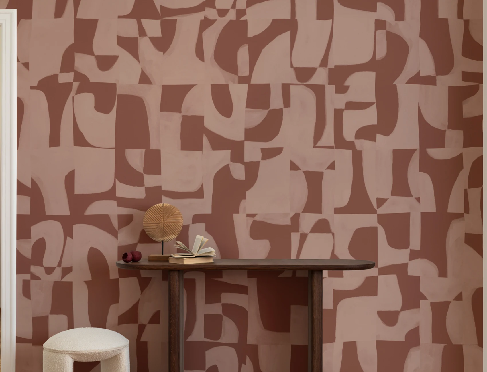 Abstract Geometric Pattern Wall Mural in Warm Terracotta
