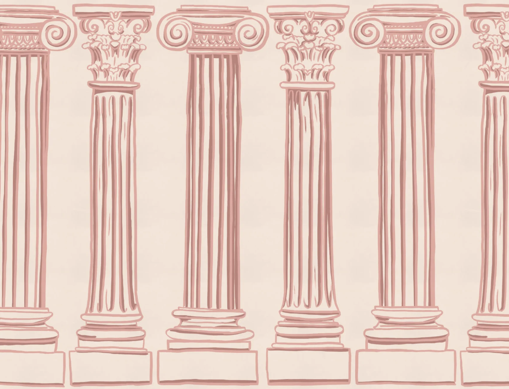 Dusty Pink Ancient Greek Columns Wallpaper Mural