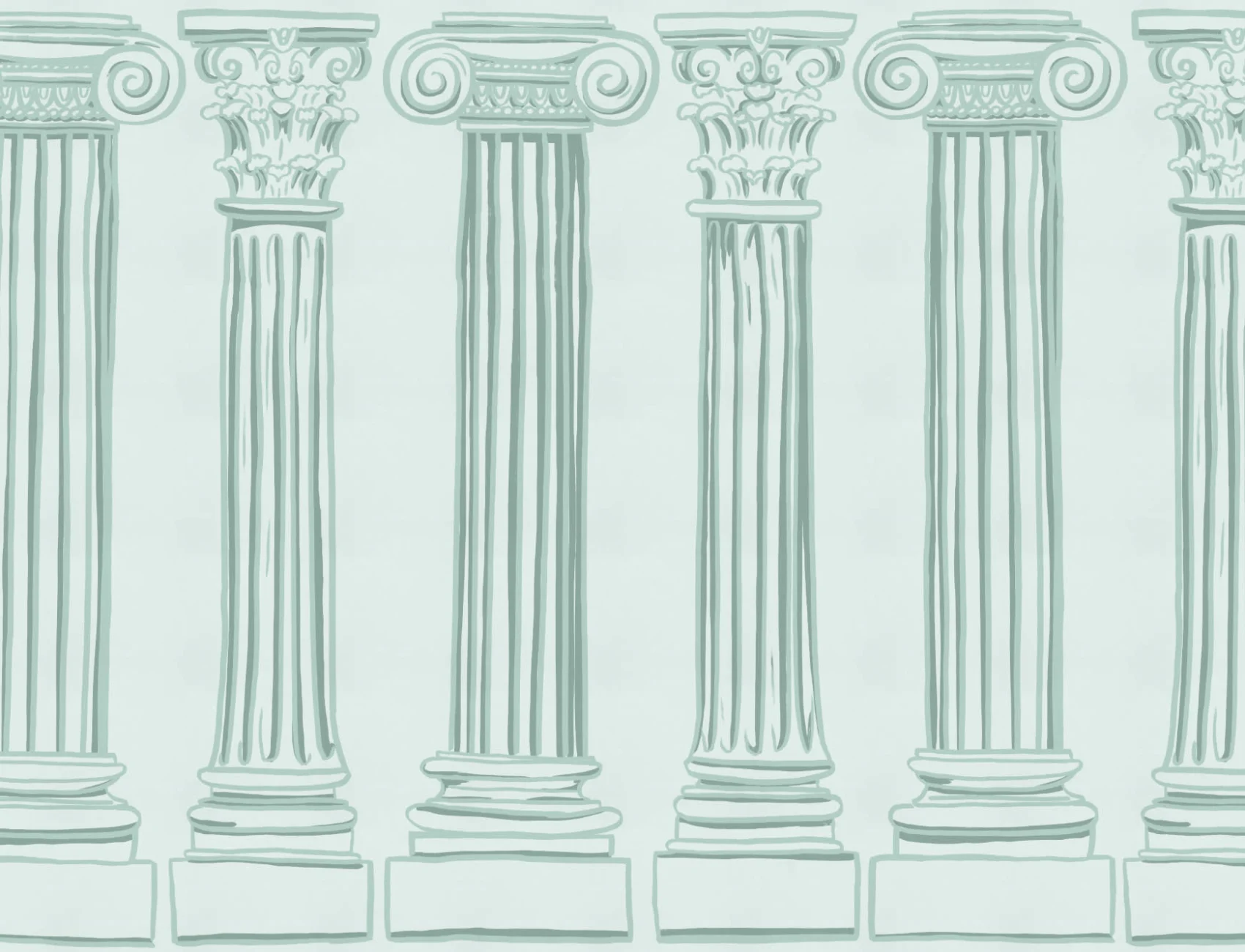 Mint Green Ancient Greek Columns Wallpaper Mural