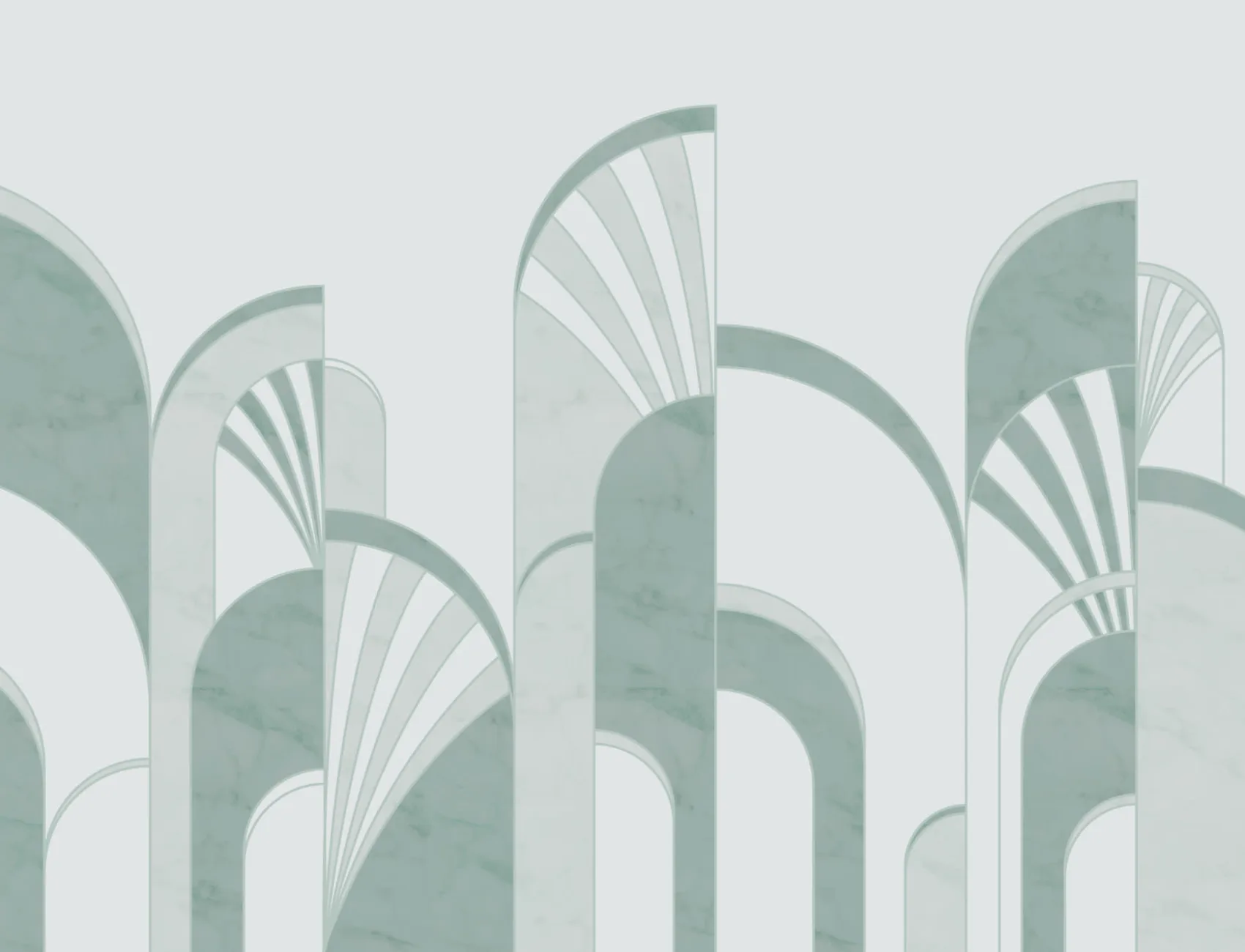 Green Art Deco Print Arches Wallpaper Mural