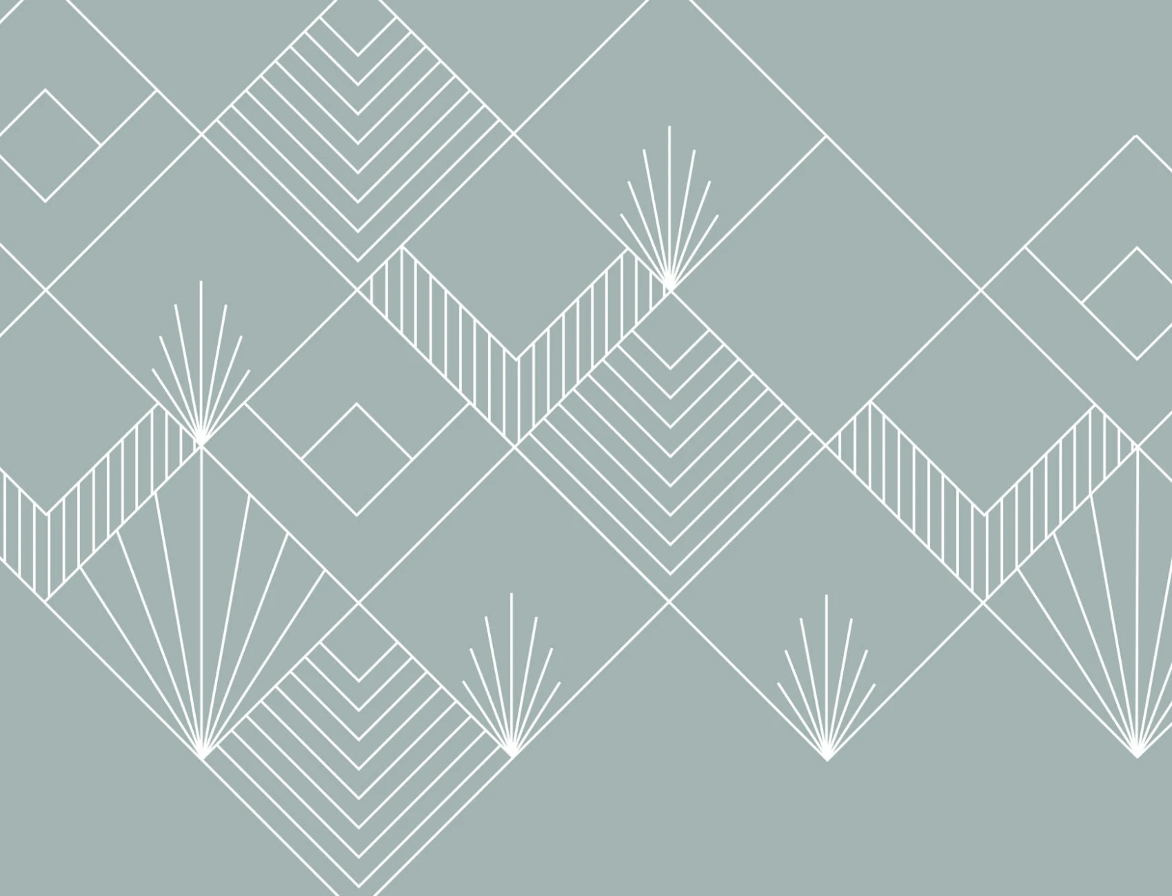 Blue Lines & Squares Art Deco Wallpaper Mural