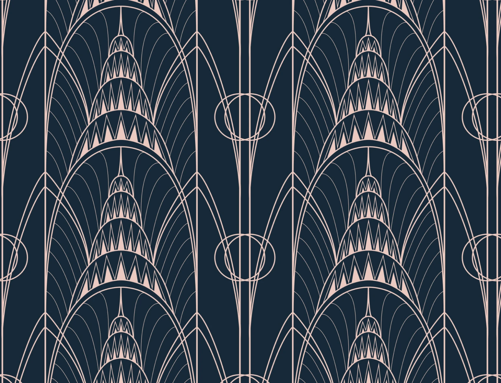 Blue Art Deco Chrysler Architectural Pattern Wallpaper Mural