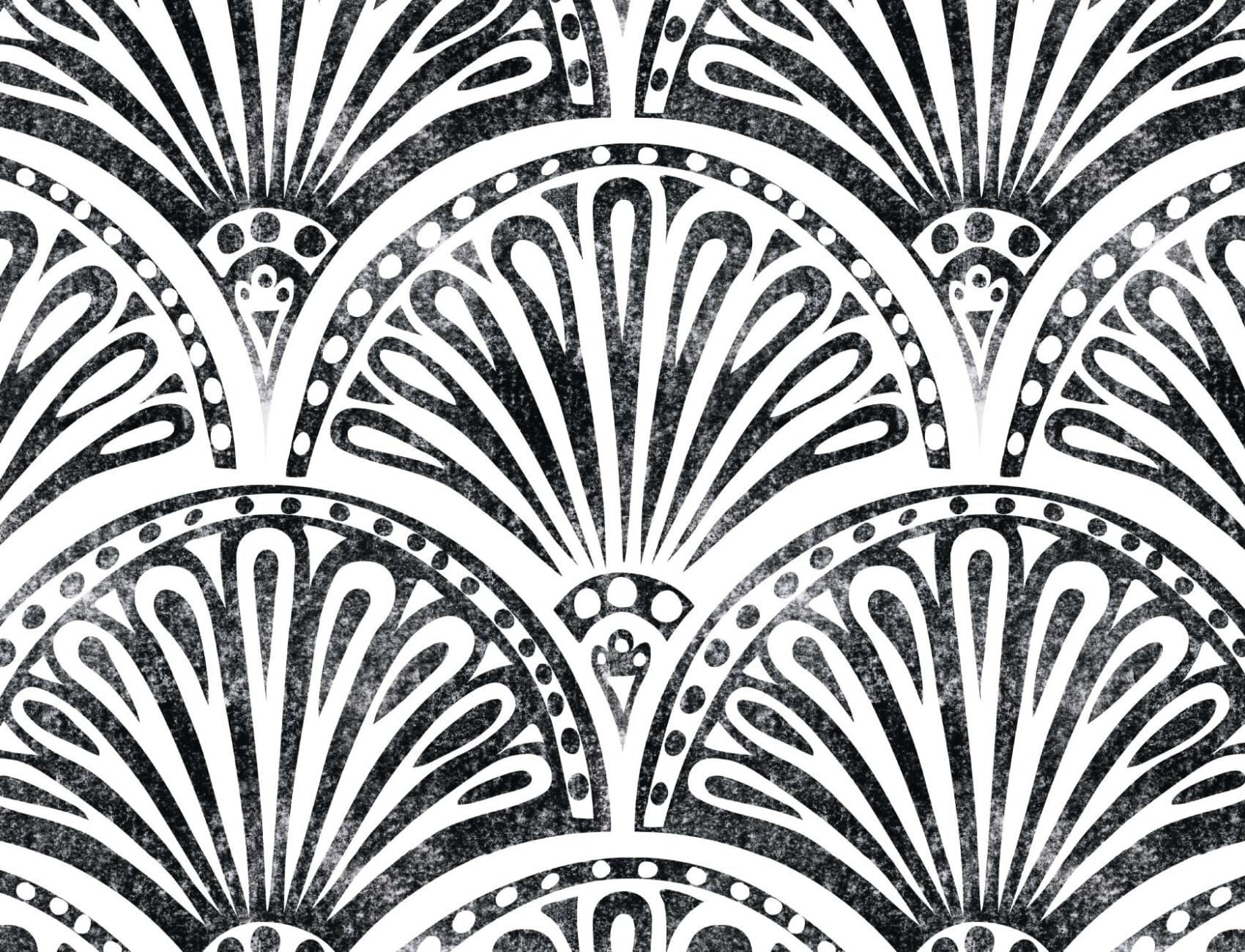 Mural de Papel de Parede com Padrão de Leque Art Deco Preto