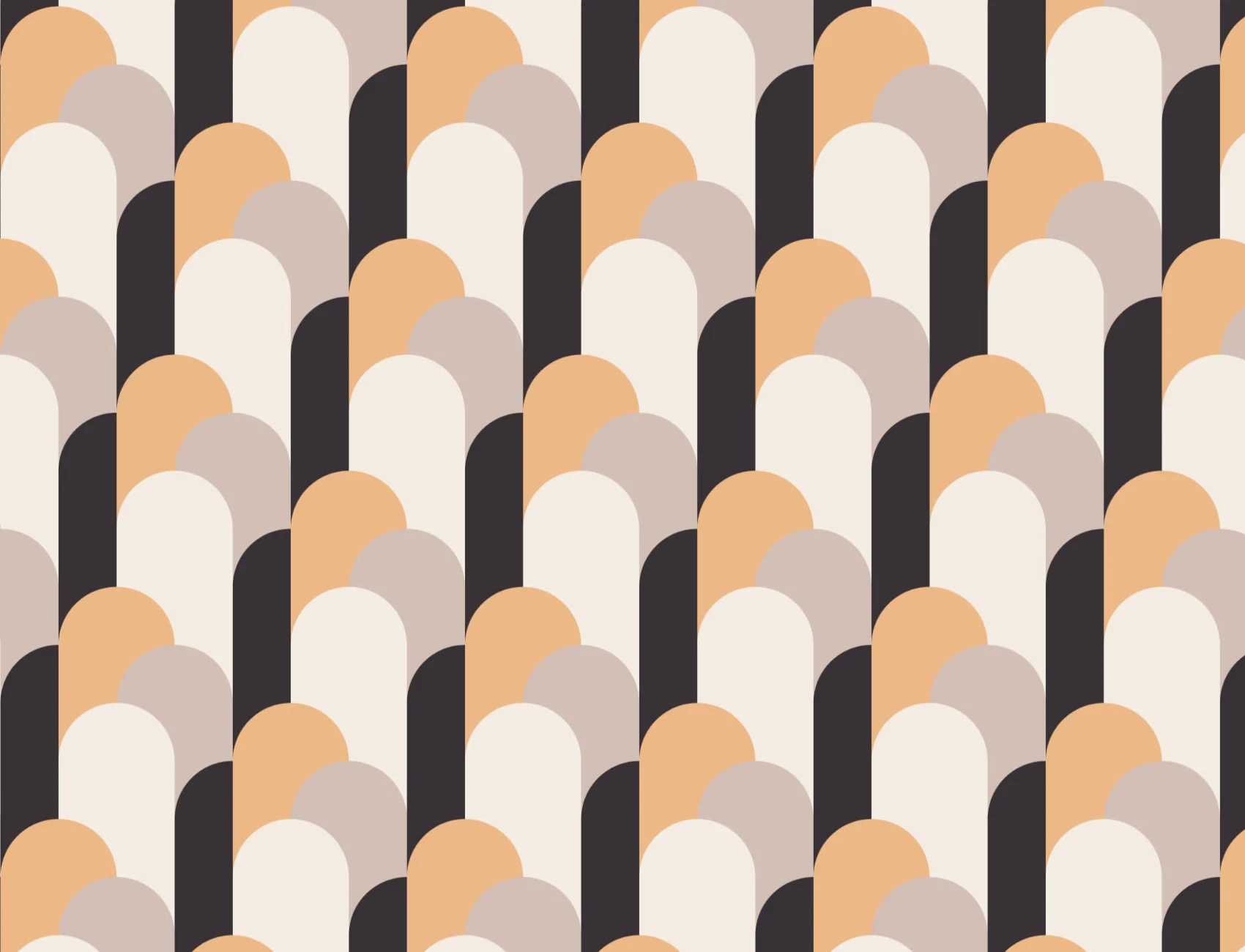 Cream Art Deco Arches Repeat Print Behang Muurschildering