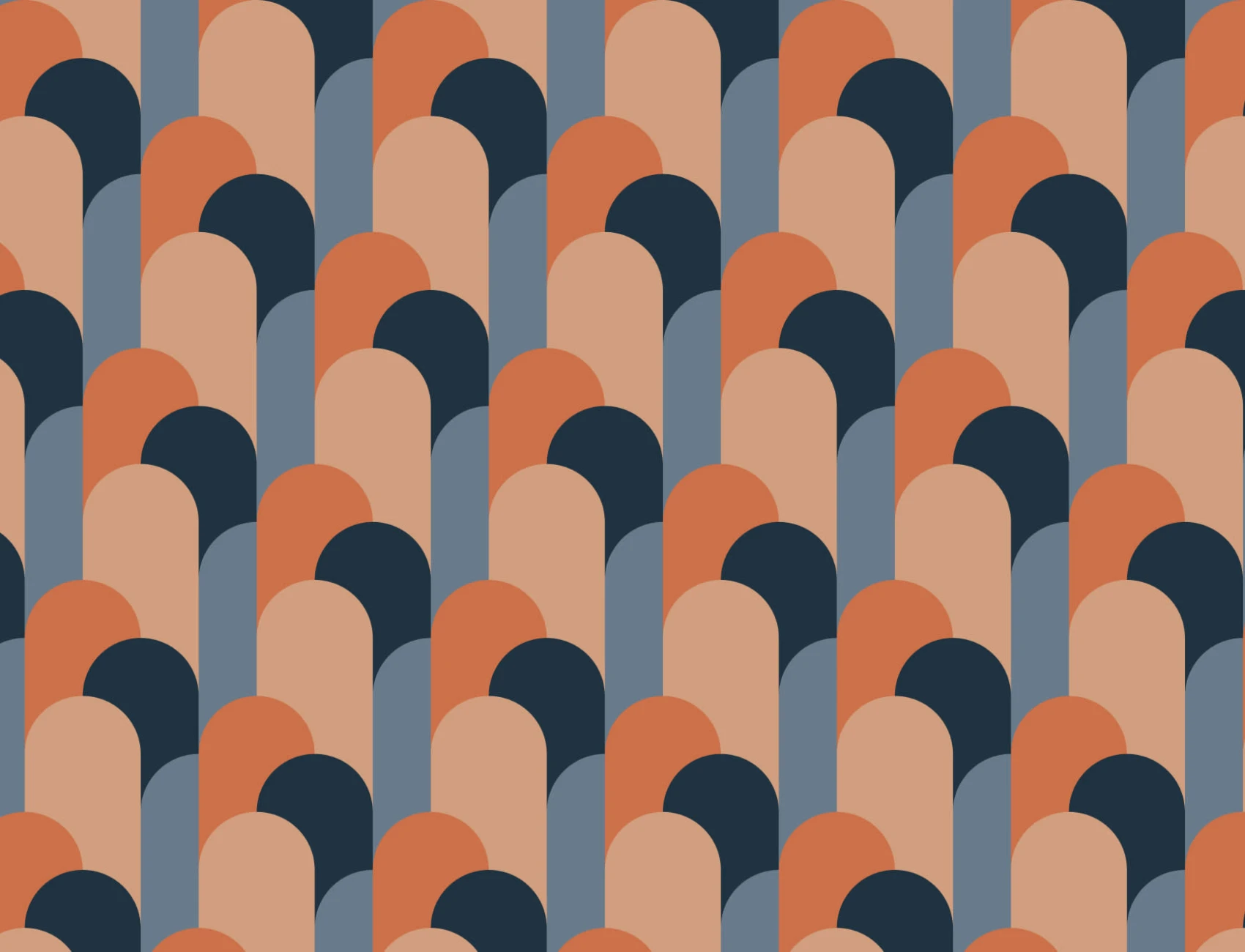 Blue Art Deco Arches Repeat Print Wallpaper Mural
