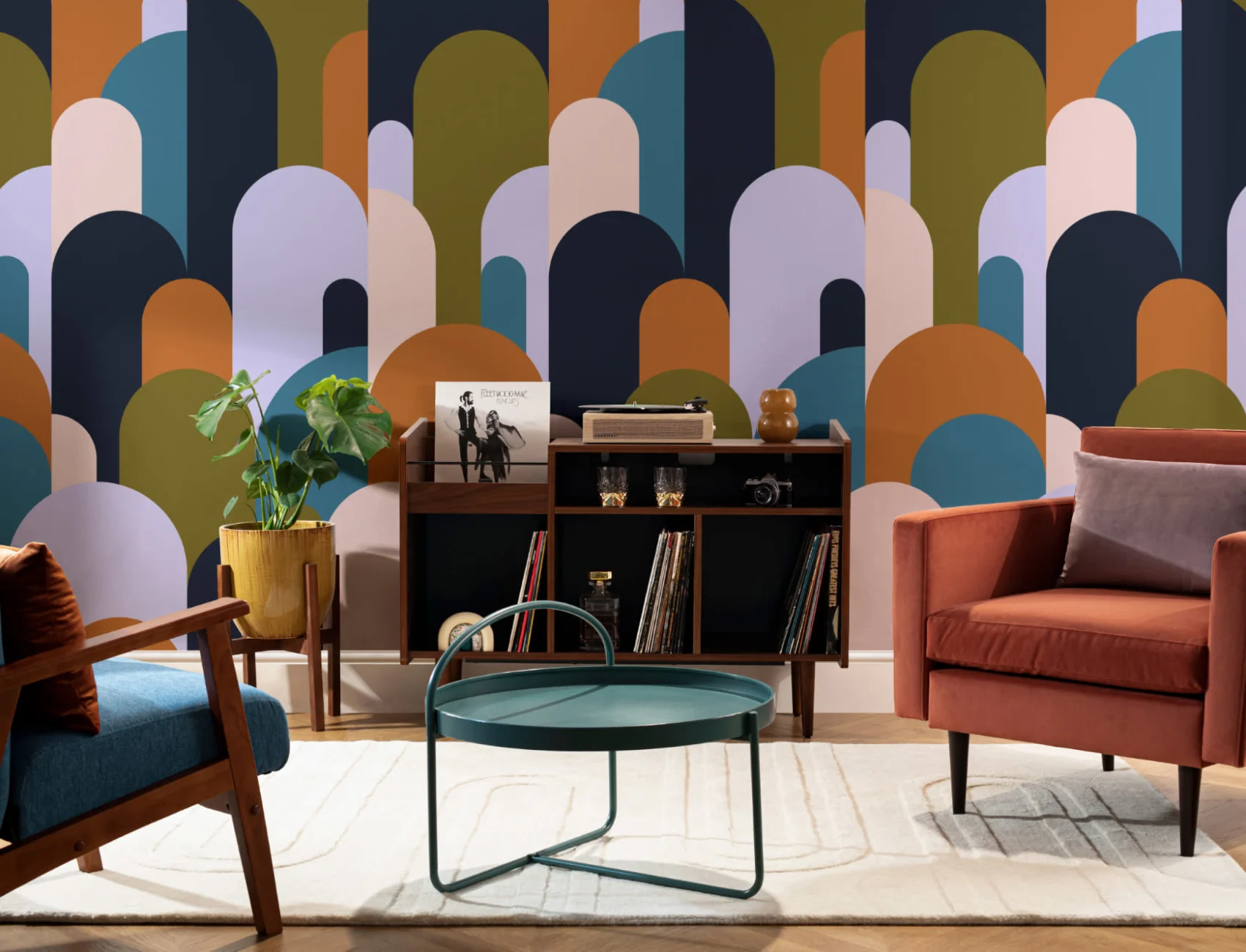 Multicolour Art Deco Arches Repeat Print Wallpaper Mural