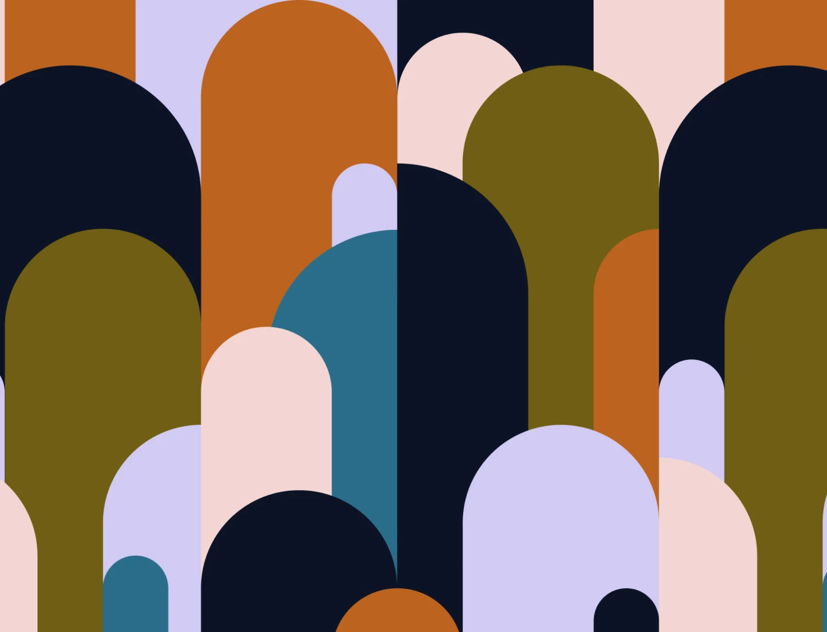 Multicolour Art Deco Arches Repeat Print Wallpaper Mural