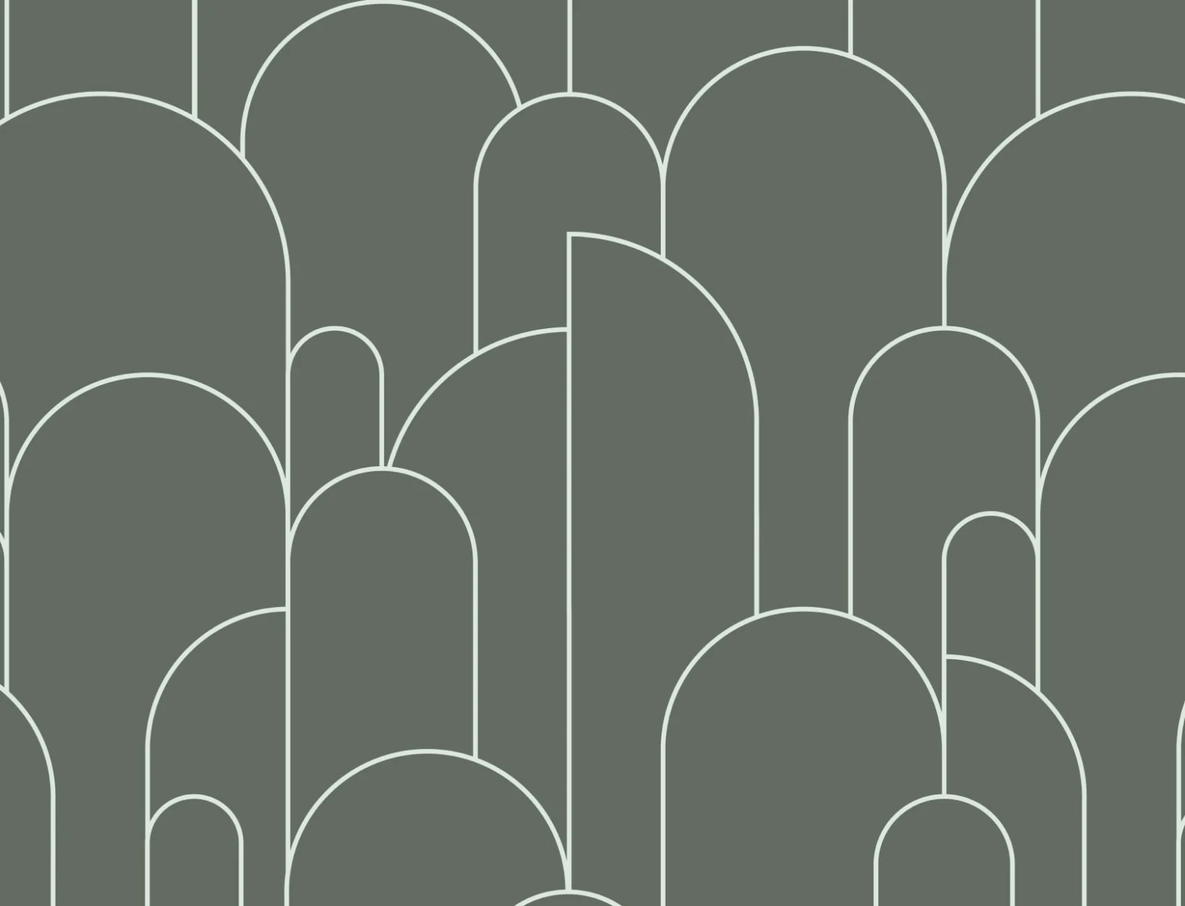 Dark Green Art Deco Arch Outlines Wallpaper Mural