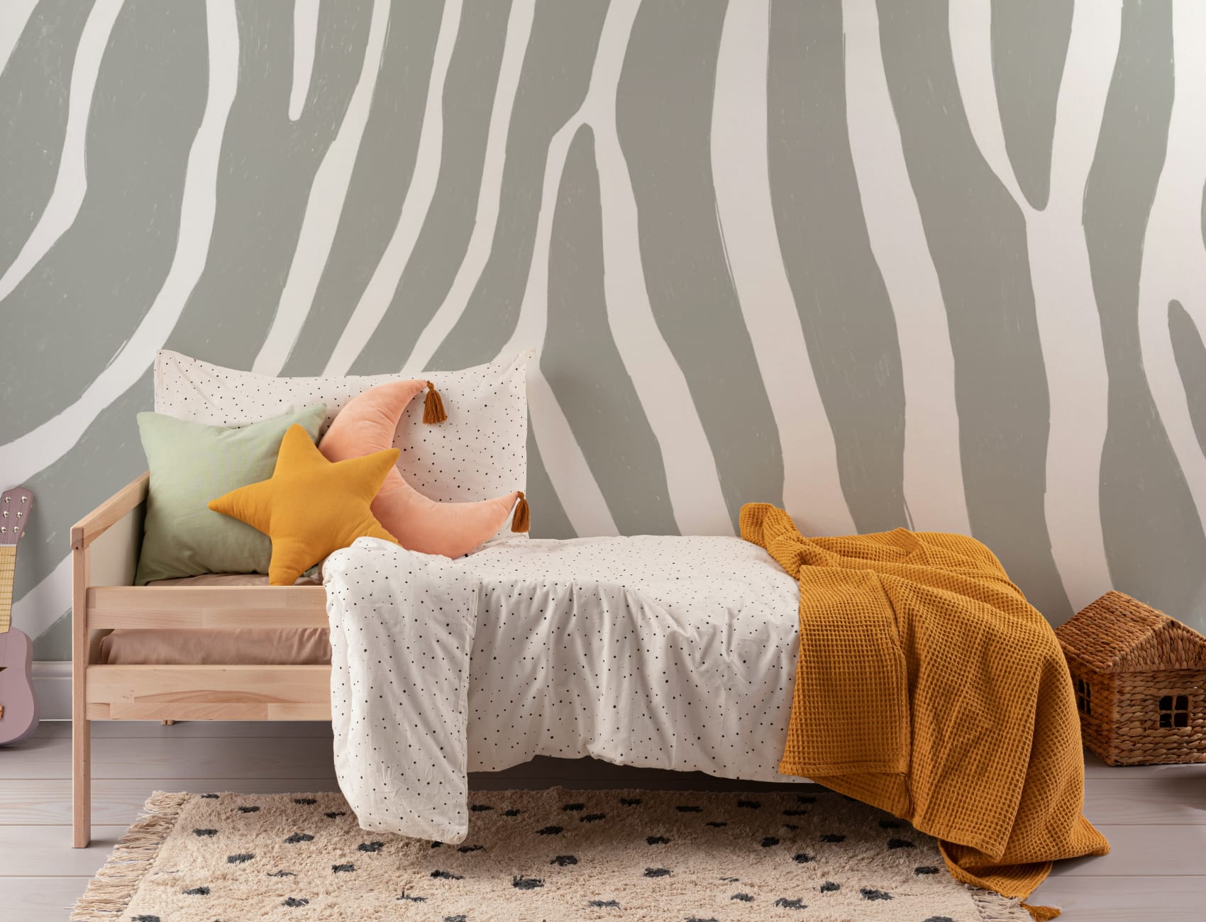 Gray Zebra Print Wallpaper Mural