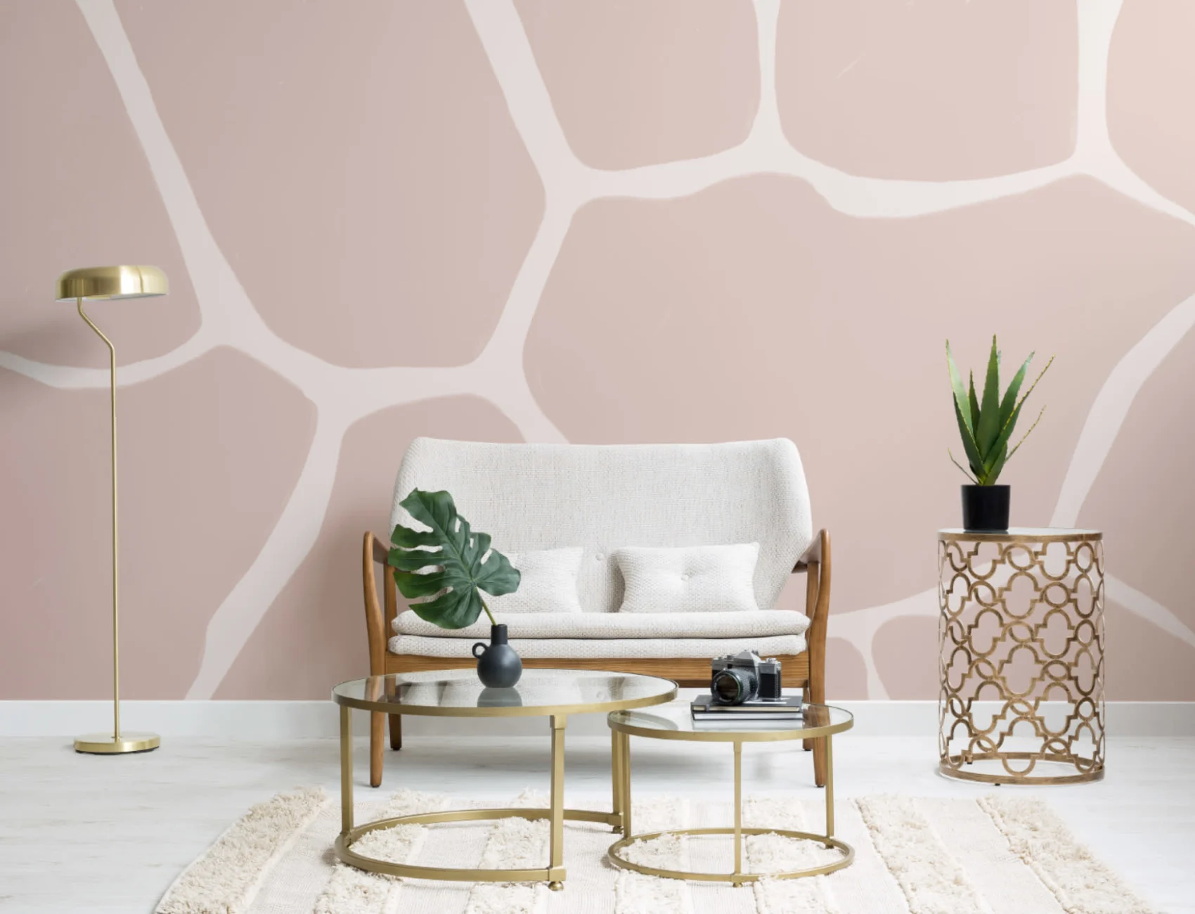 Pink Giraffe Print Wallpaper Mural