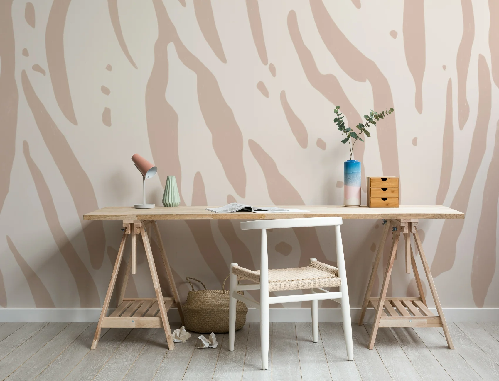 Mural Papel Pintado Estampado Tigre Rosa