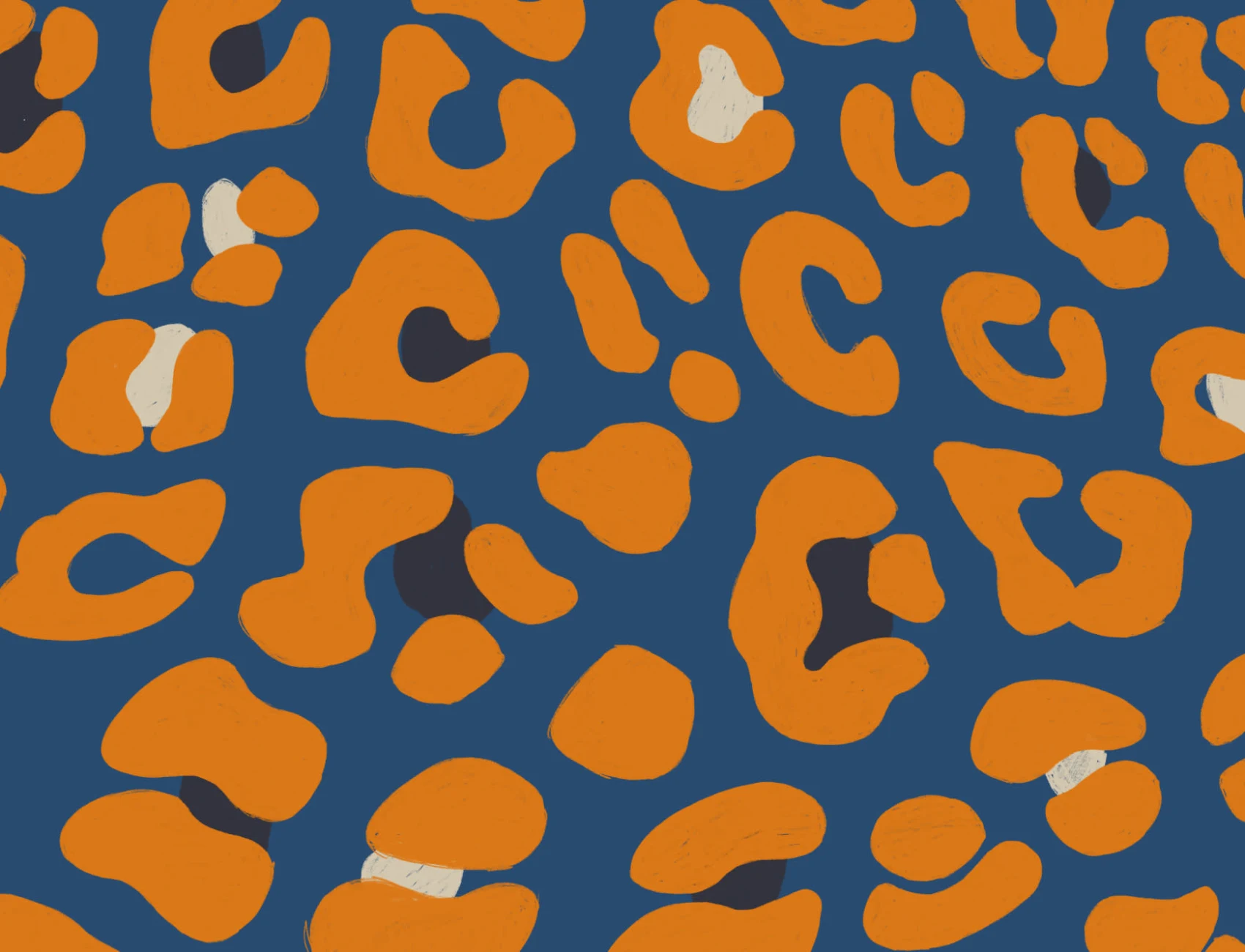 Fototapete Orange-Blauer Leopardendruck