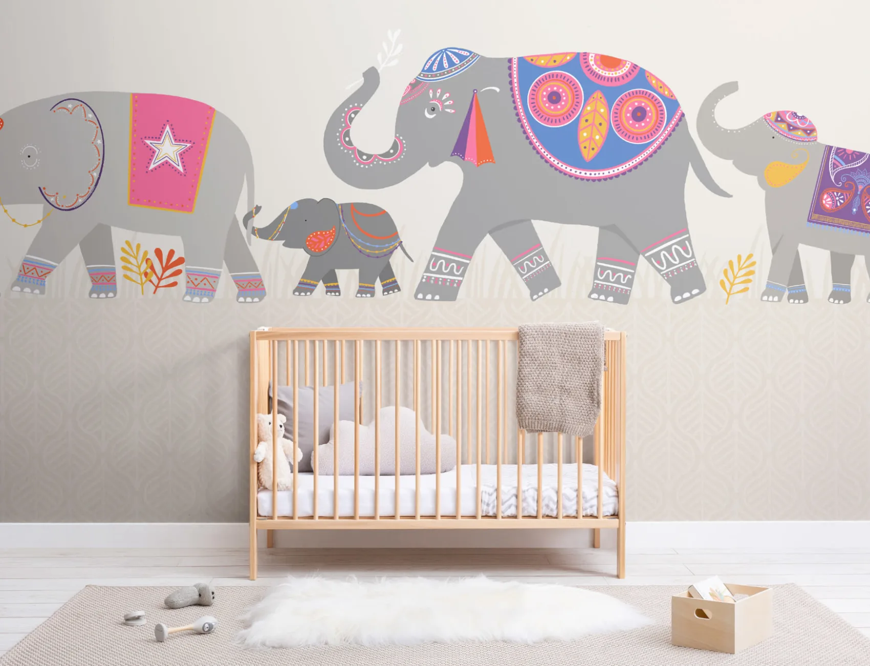 Fototapete Süßer Indischer Elefant für Kids Bunt