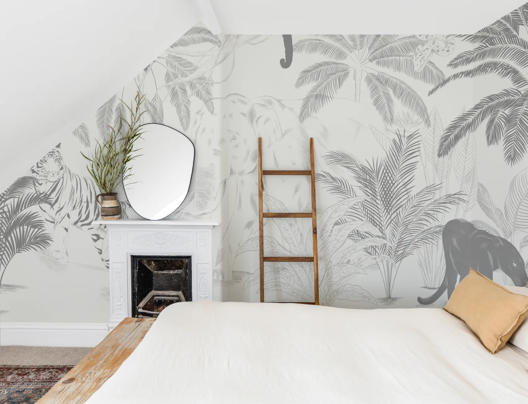 Sophisticated Jungle Animals Illustration Wallpaper Mural