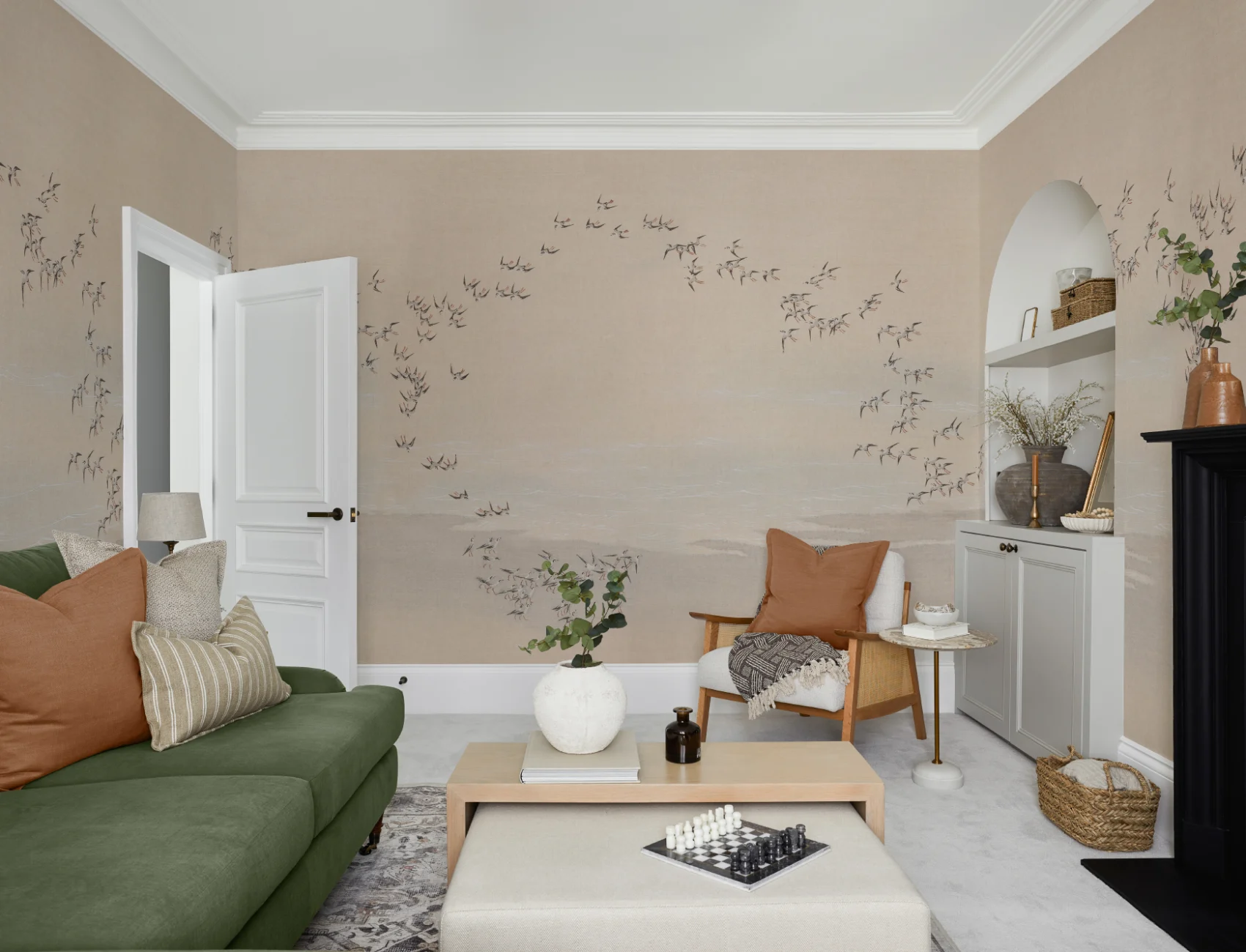 Fototapeta inspirowana sztuką Flocking Beige Bird Serenity