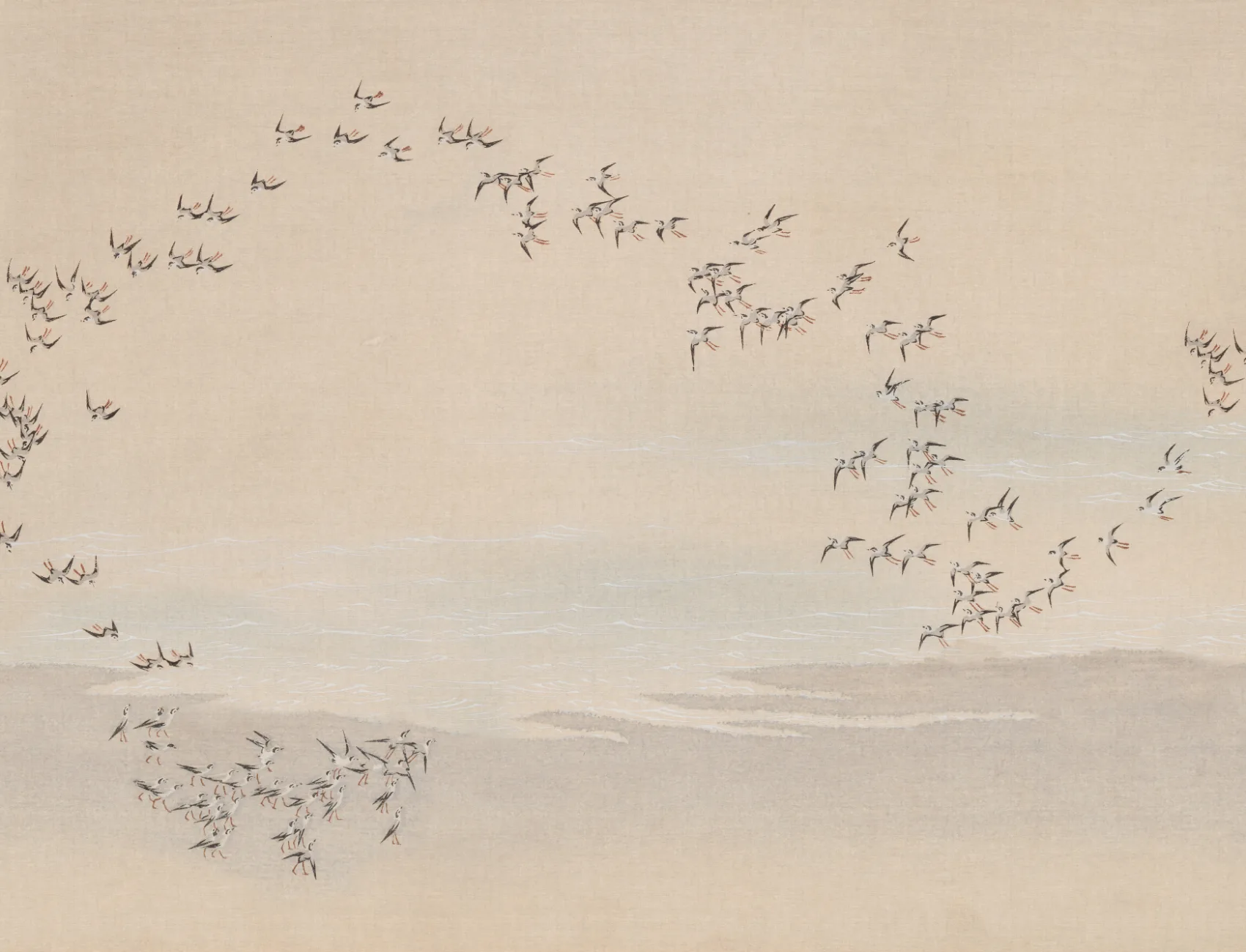 Fototapeta inspirowana sztuką Flocking Beige Bird Serenity