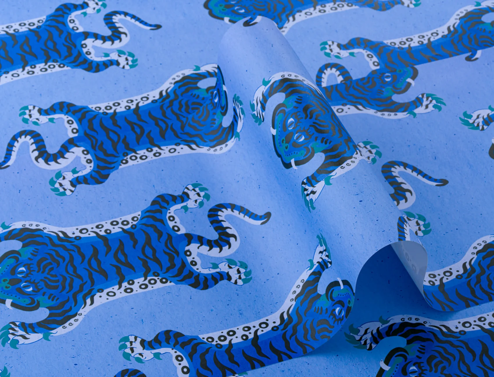 Blauw Tibetaans Tijger Patroon Behang