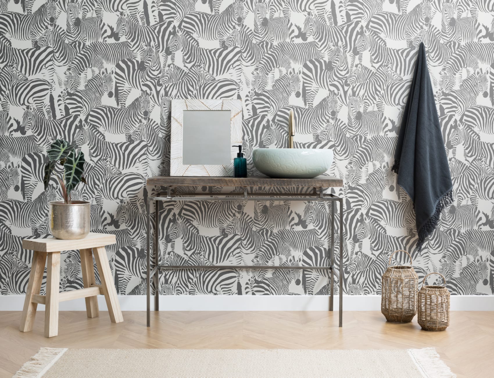 Negru și alb Zebra animale moderne repeta model tapet