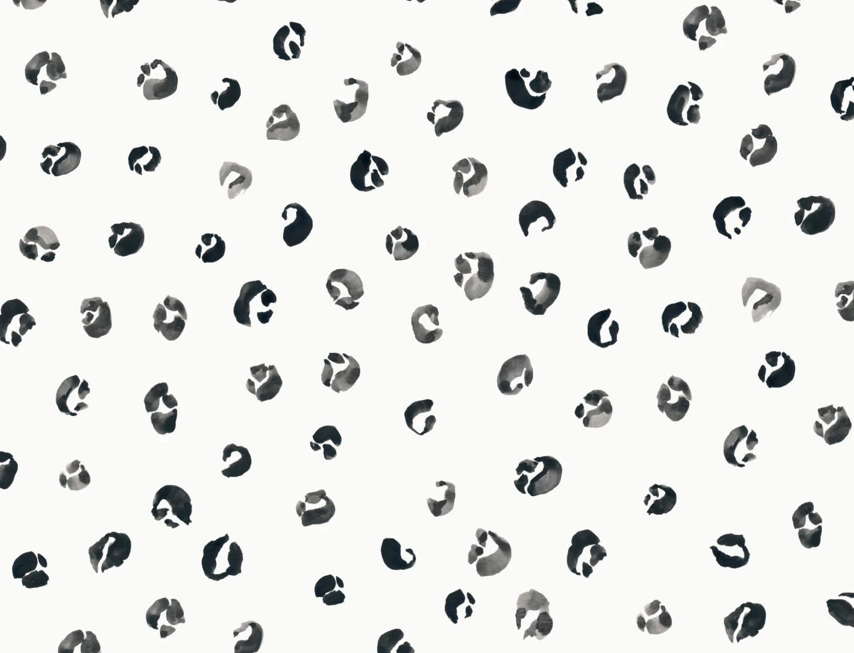 Black and White Watercolor Leopard Print Repeat Pattern Wallpaper