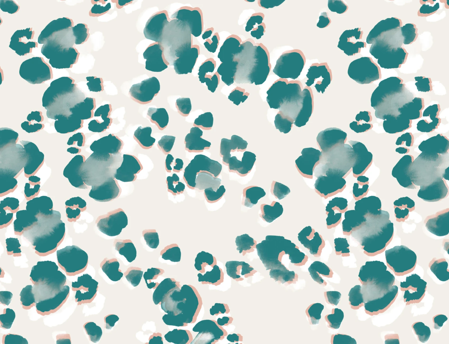 Teal Maximalist Leopard Spots Repeat Pattern Wallpaper
