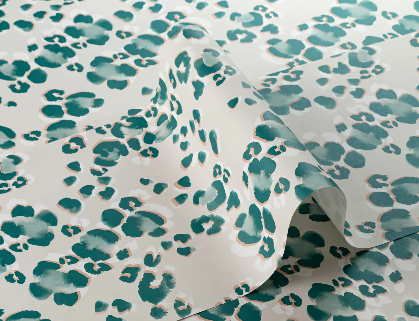 Teal Maximalist Leopard Spots Repeat Pattern Wallpaper