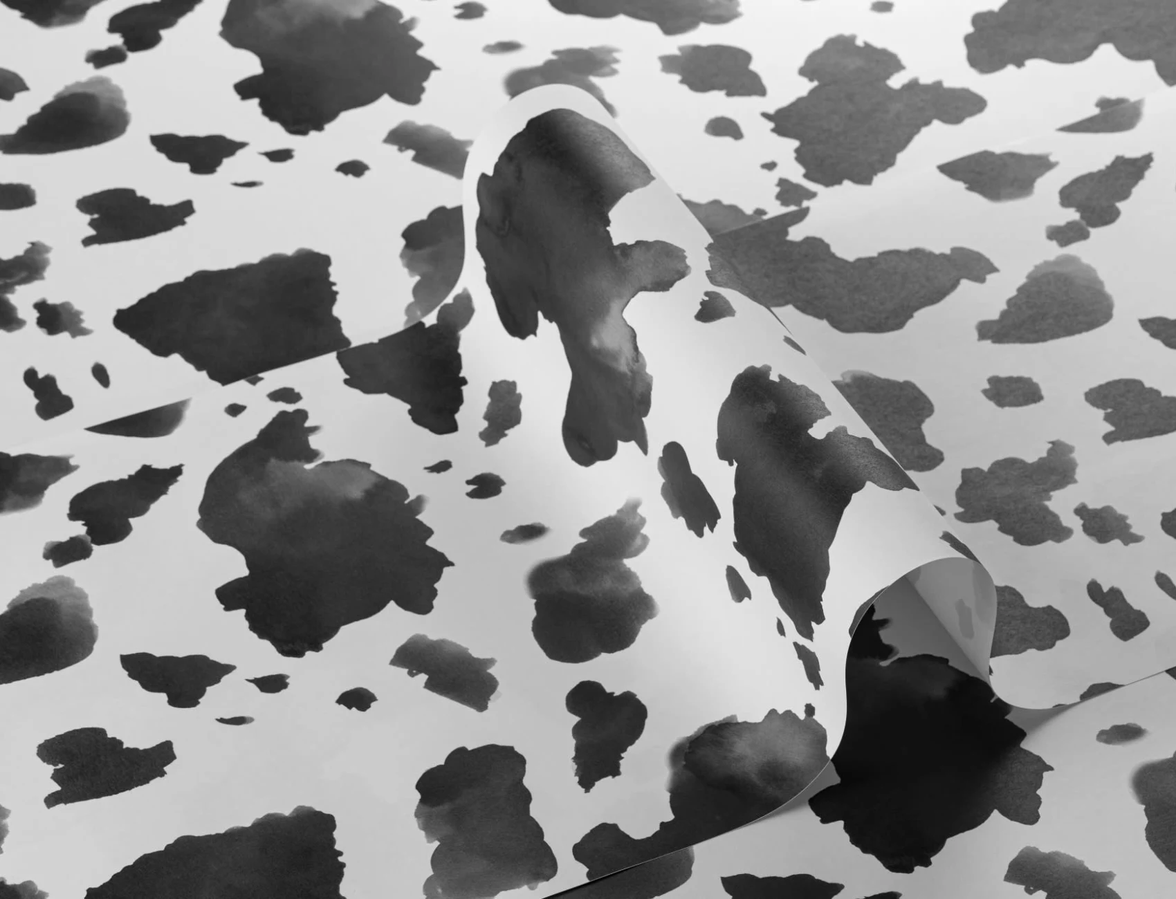 Papel Pintado Efecto Piel de Vaca Blanco y Negro