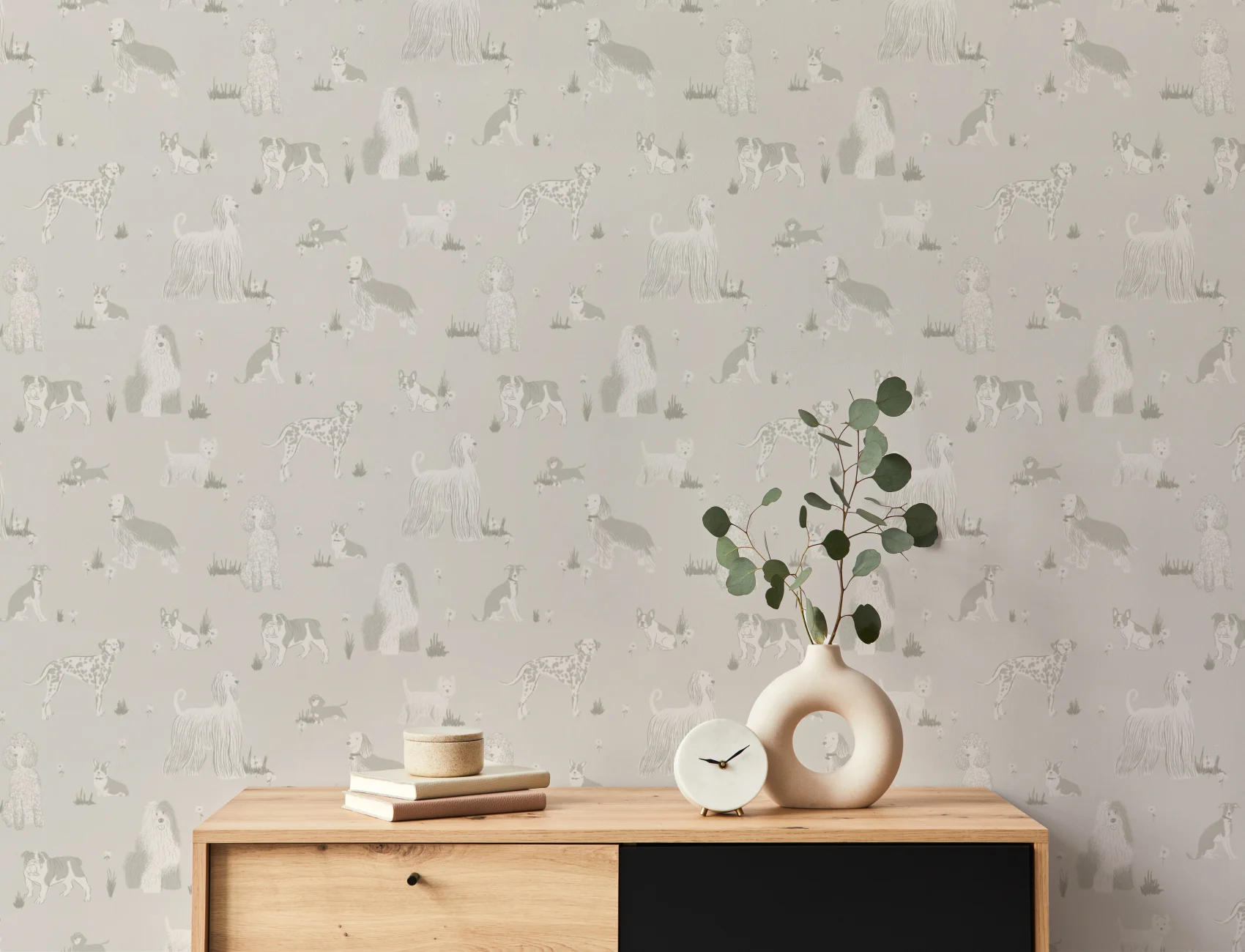Grey Playful Dogs Animal Mural