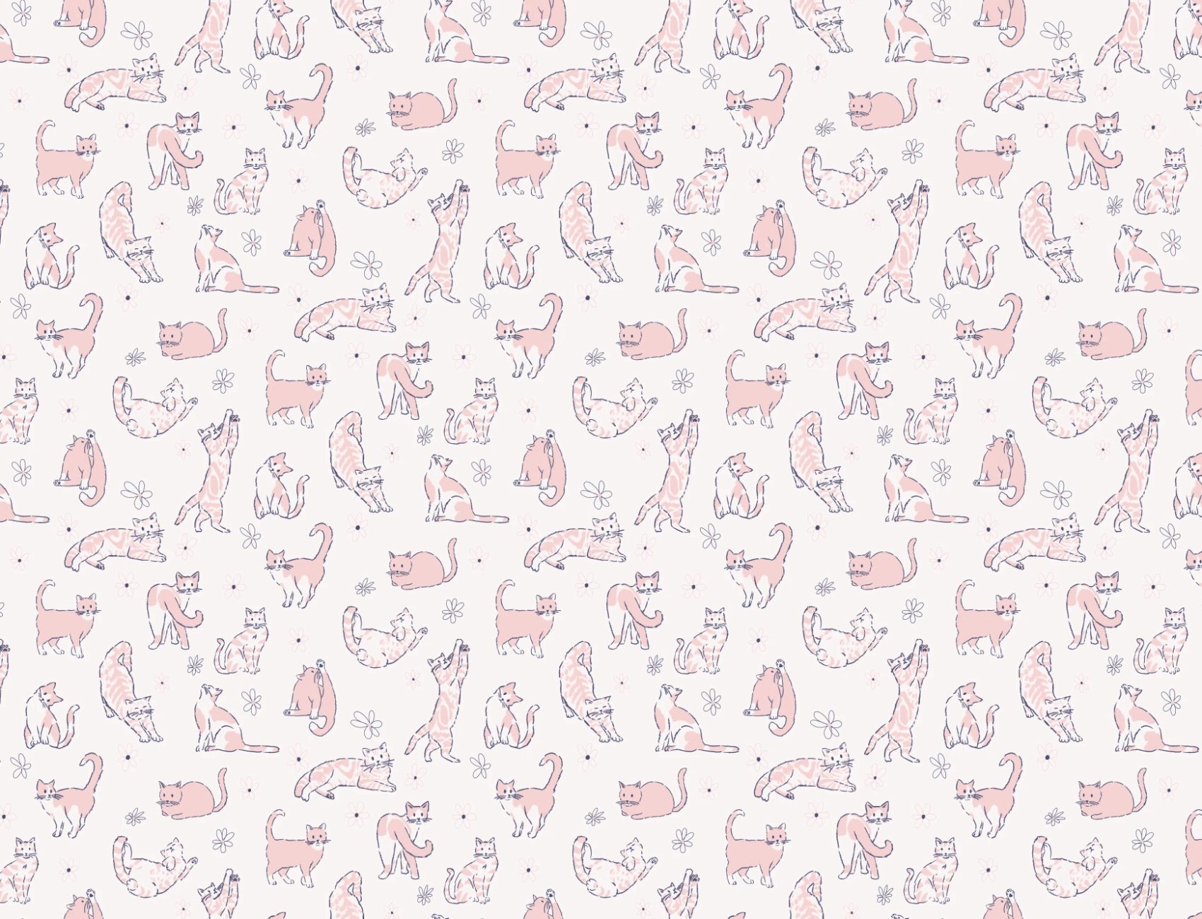 Pink Playful Cats Kids' Animal Theme Mural