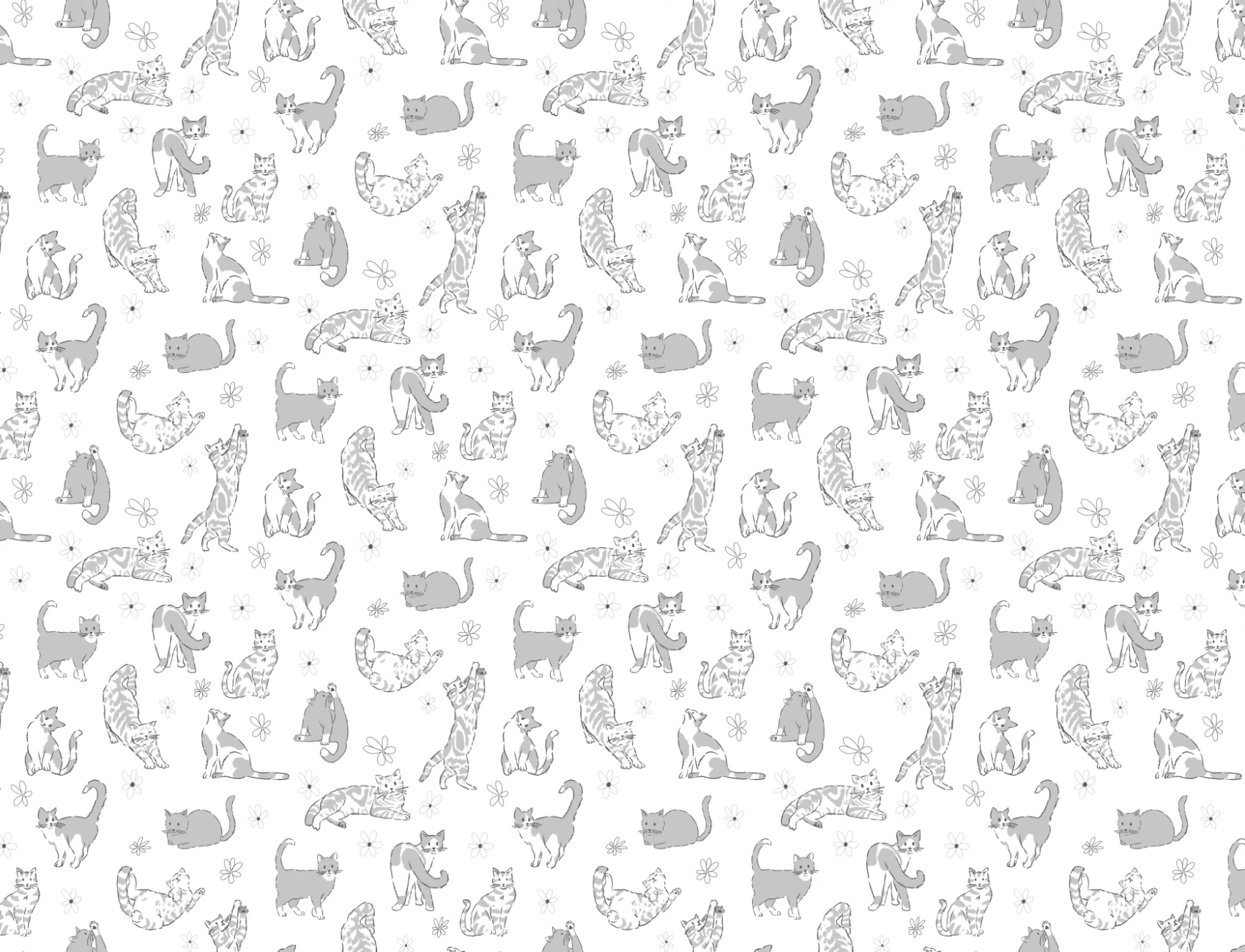 Grijs kattenpatroon kindermuurschildering voor speelse ruimtes