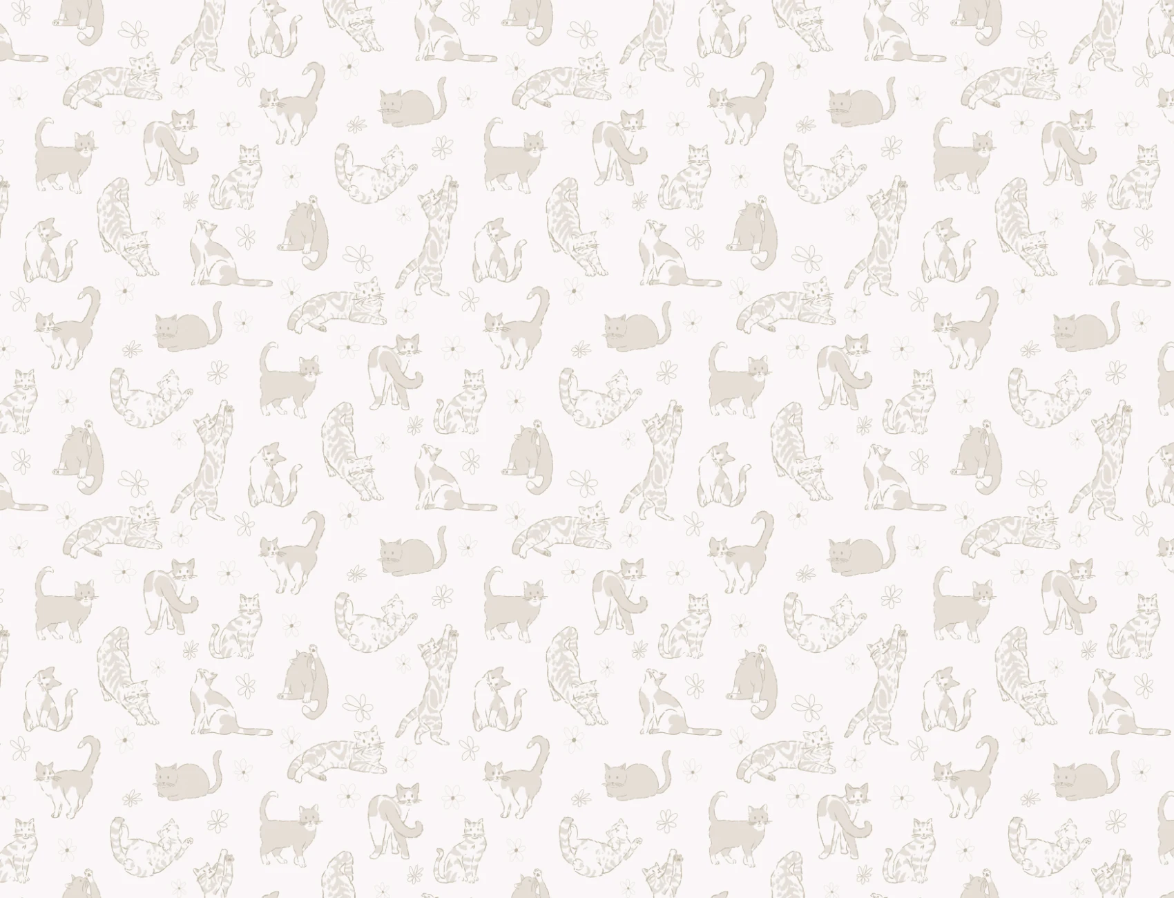 Crèmekleurig kattenpatroon beige kindermuurschildering