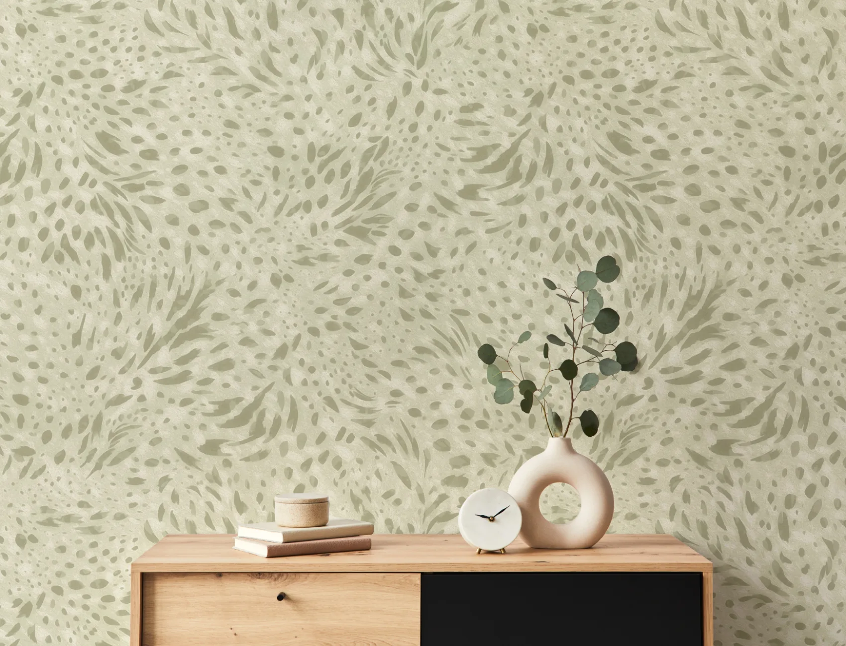 Green Abstract Nature Pattern Mural For Modern Spaces
