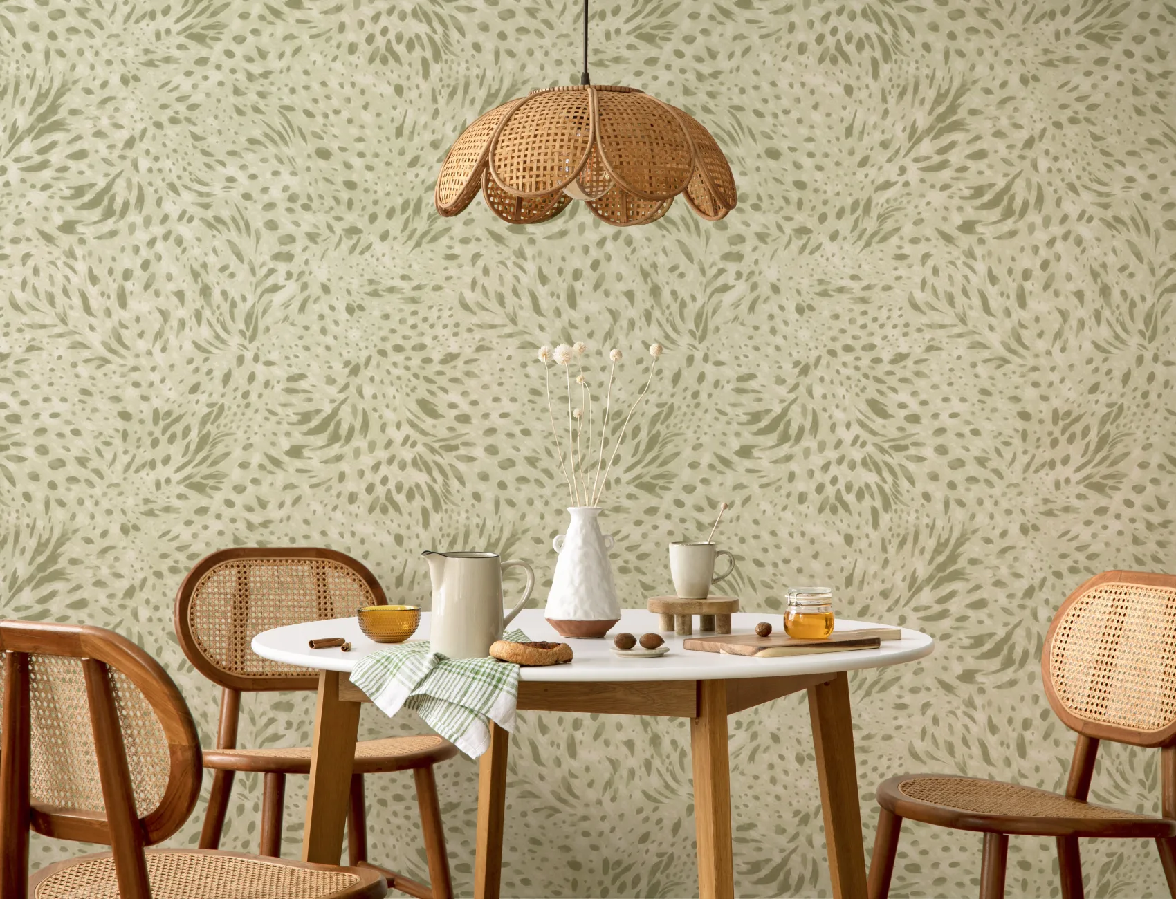Green Abstract Nature Pattern Mural For Modern Spaces