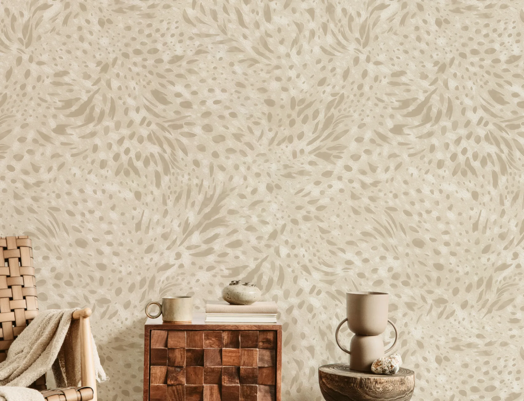 Abstrakte beige gemusterte Fototapete für moderne Räume