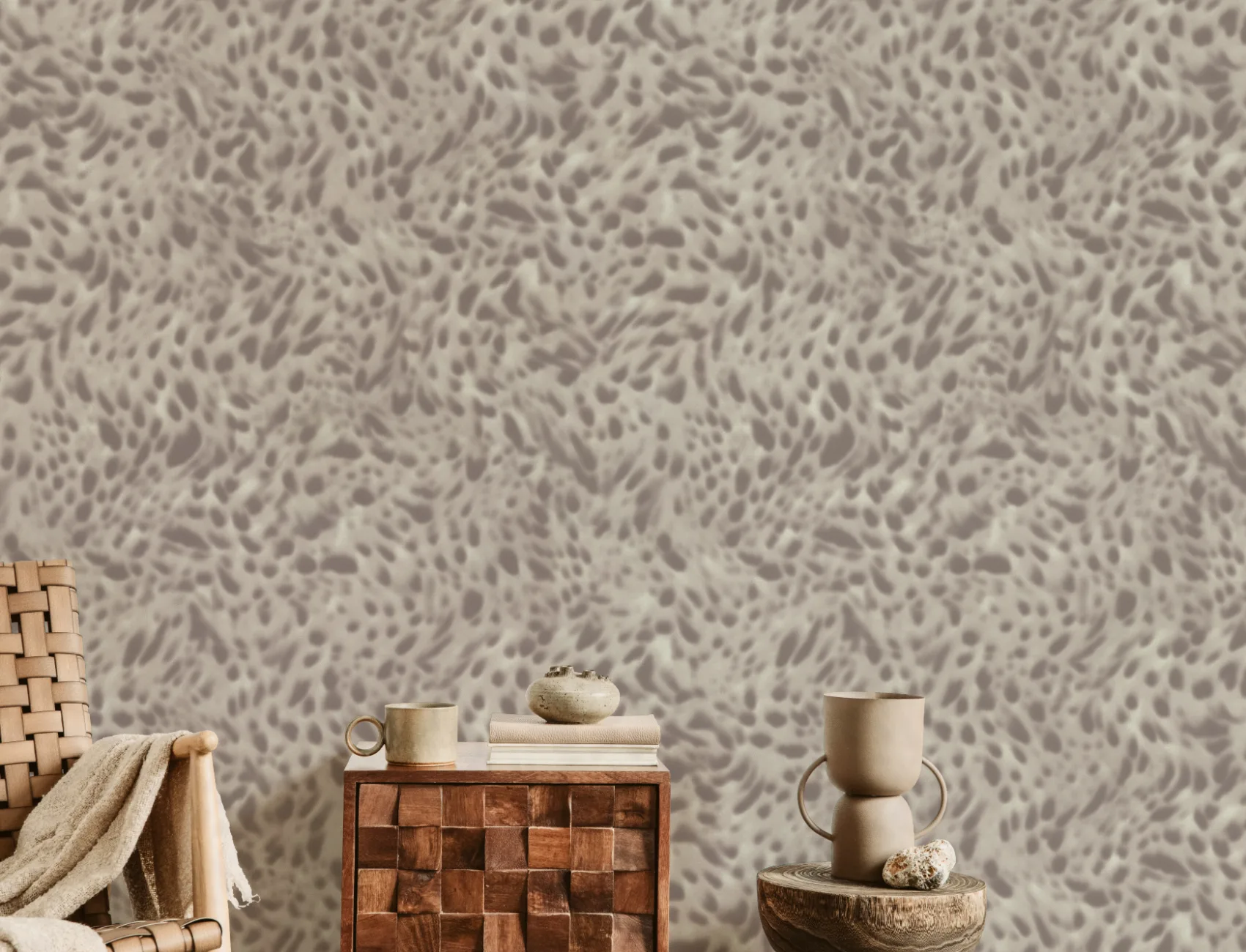 Warm Grey Abstract Pattern Mural for Contemporary Spaces